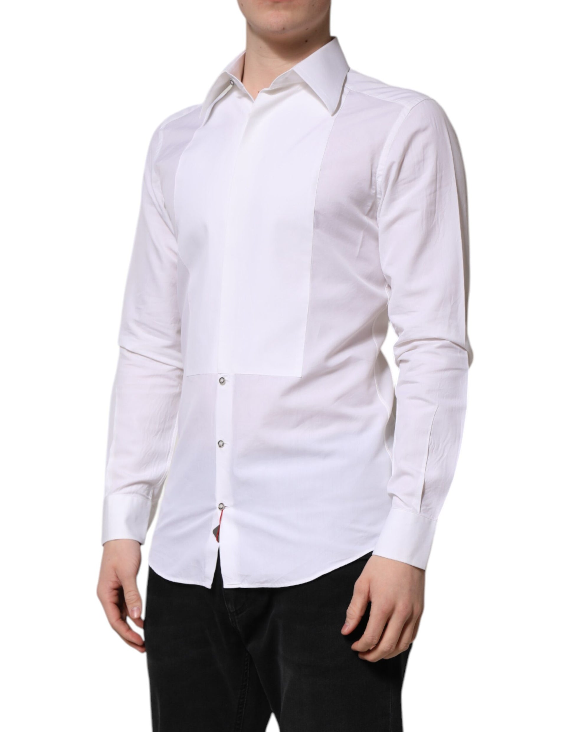 Chemise habillée Dolce & Gabbana en popeline de coton GOLD blanche