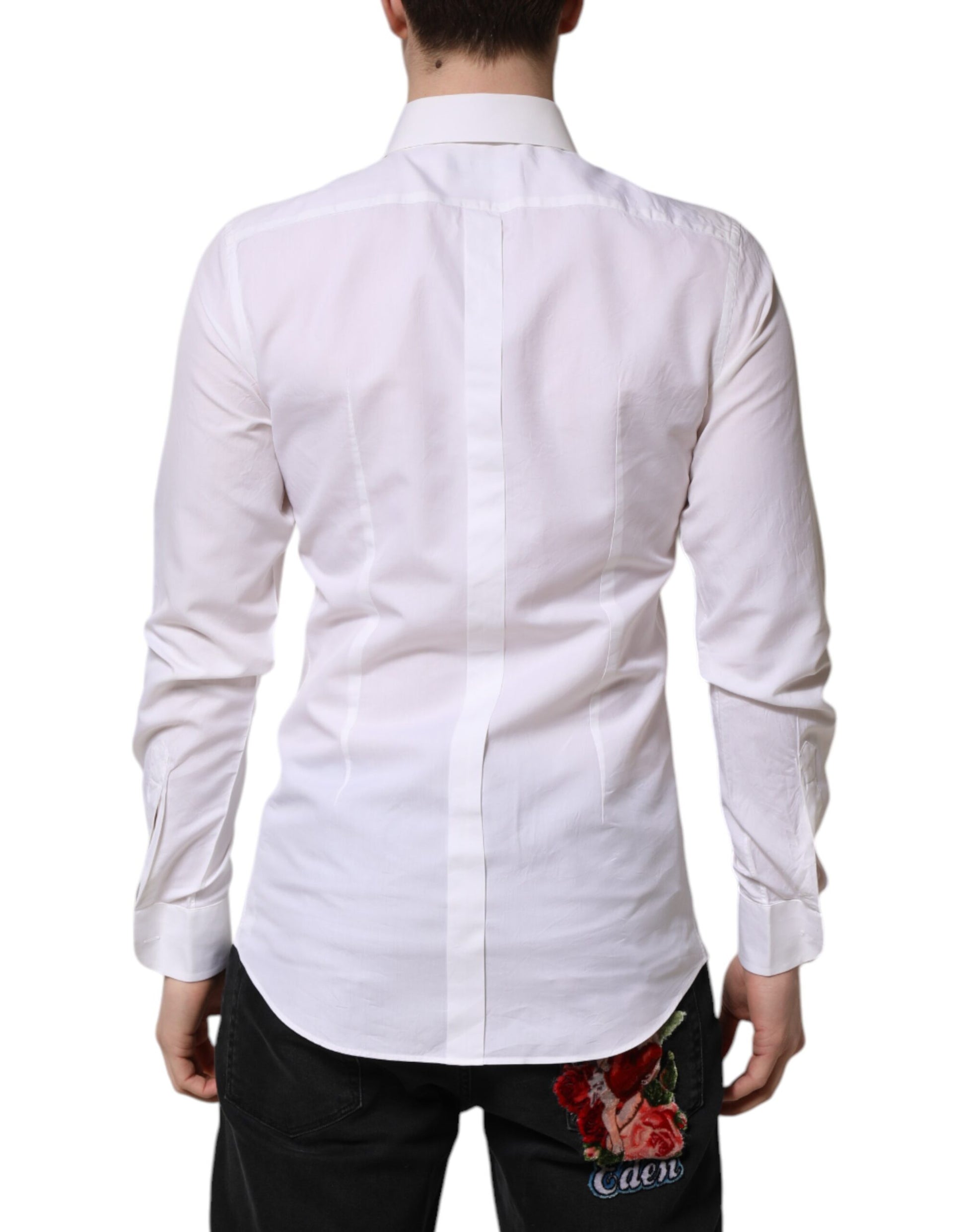 Chemise habillée Dolce & Gabbana en popeline de coton GOLD blanche