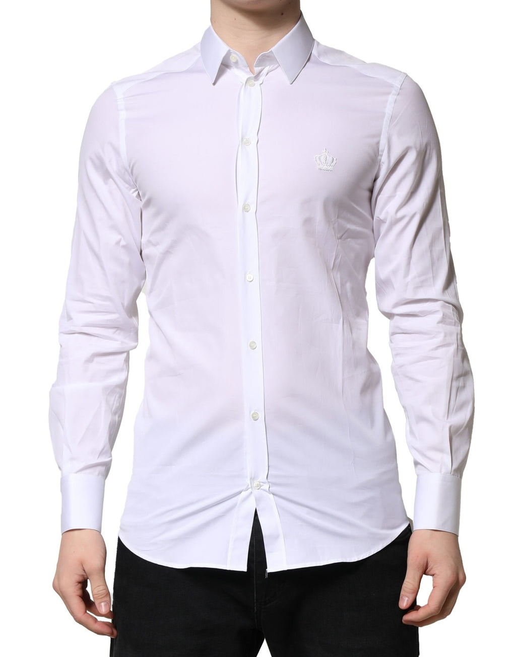 Chemise Homme Coton Manches Longues Habillée Dolce & Gabbana Blanc OR