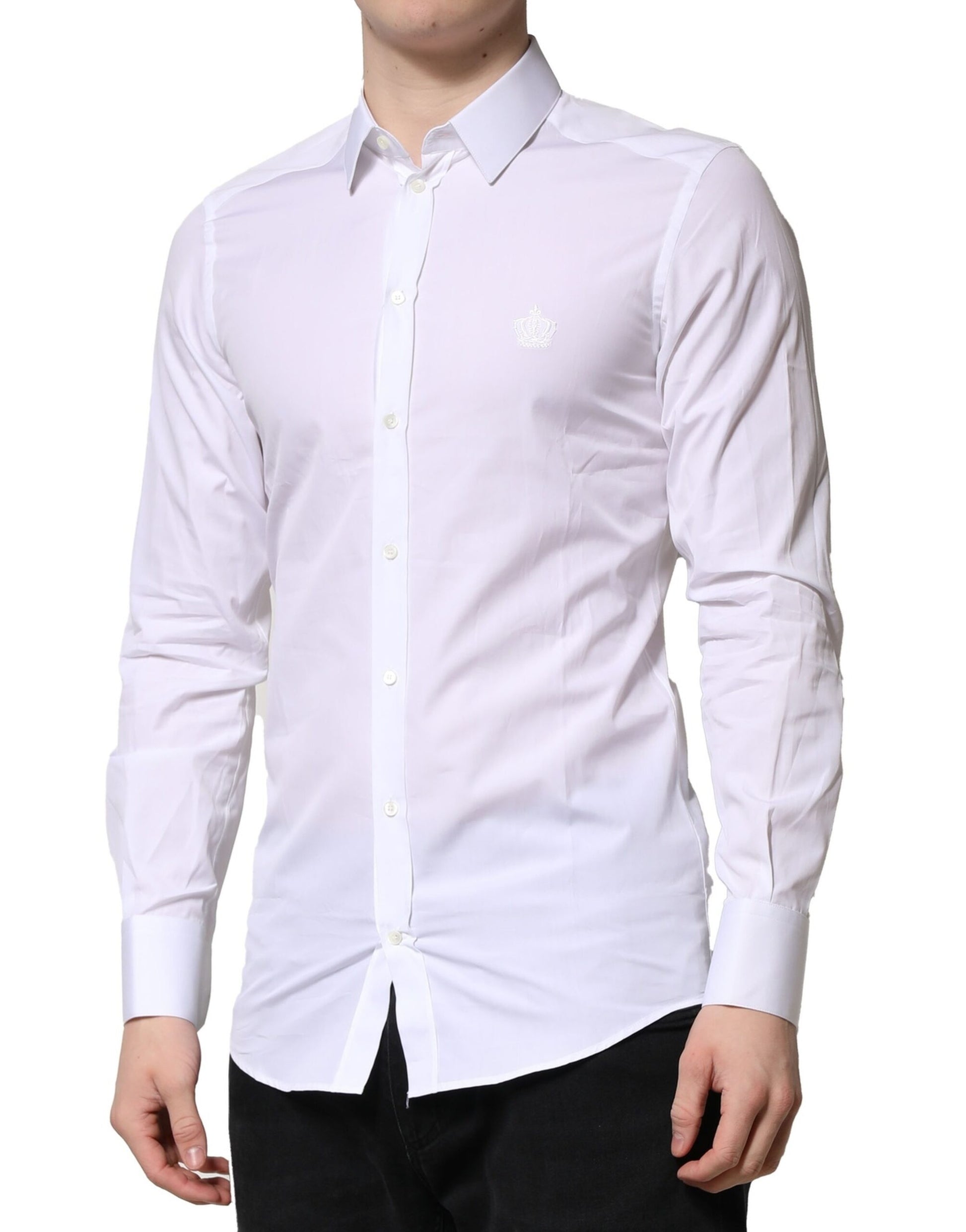 Chemise Homme Coton Manches Longues Habillée Dolce & Gabbana Blanc OR