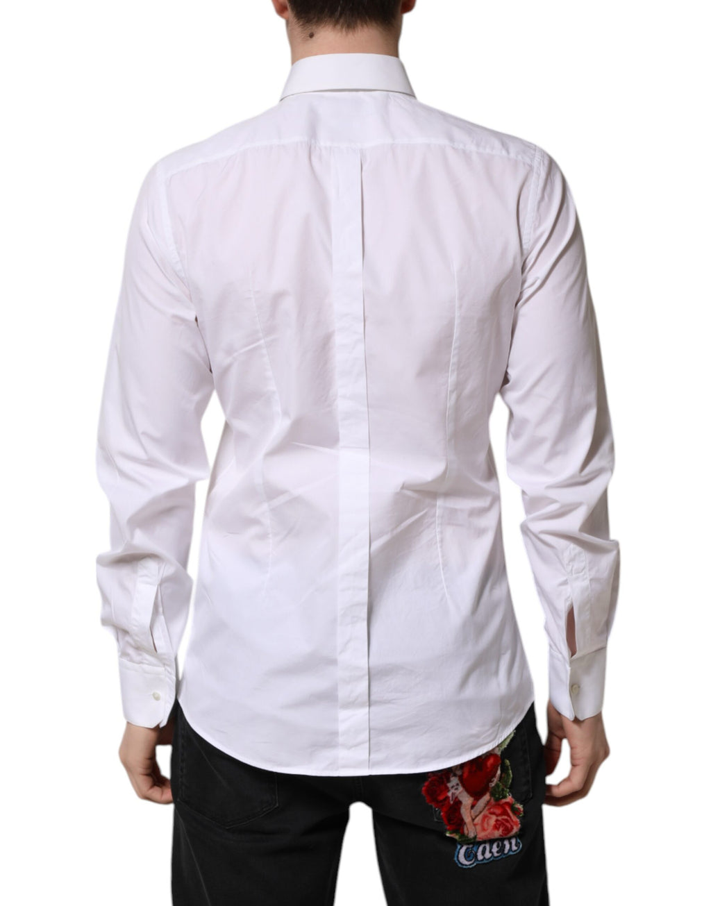 Chemise habillée en coton Dolce & Gabbana GOLD blanche avec plastron