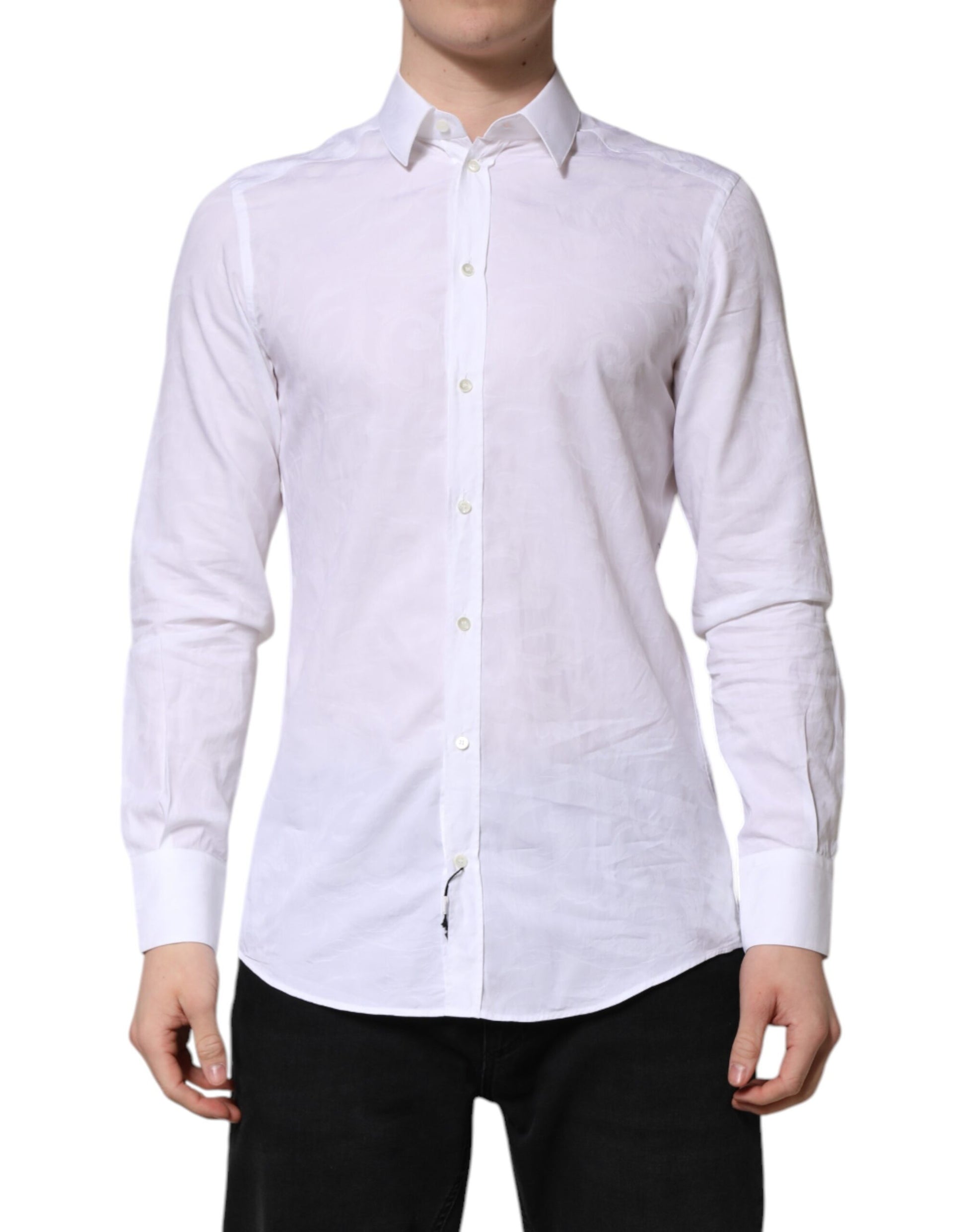Chemise habillée Dolce & Gabbana Martini blanche en coton à manches longues