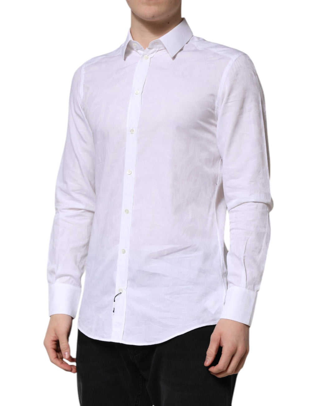 Chemise habillée Dolce & Gabbana Martini blanche en coton à manches longues