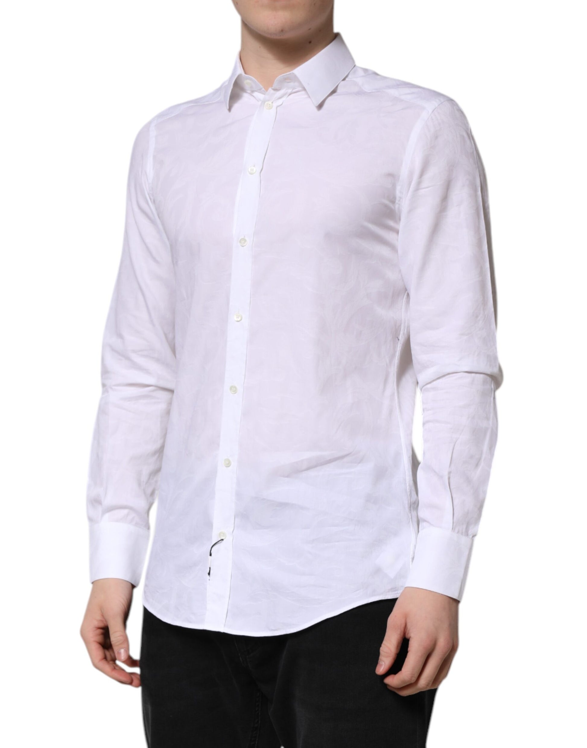 Chemise habillée Dolce & Gabbana Martini blanche en coton à manches longues