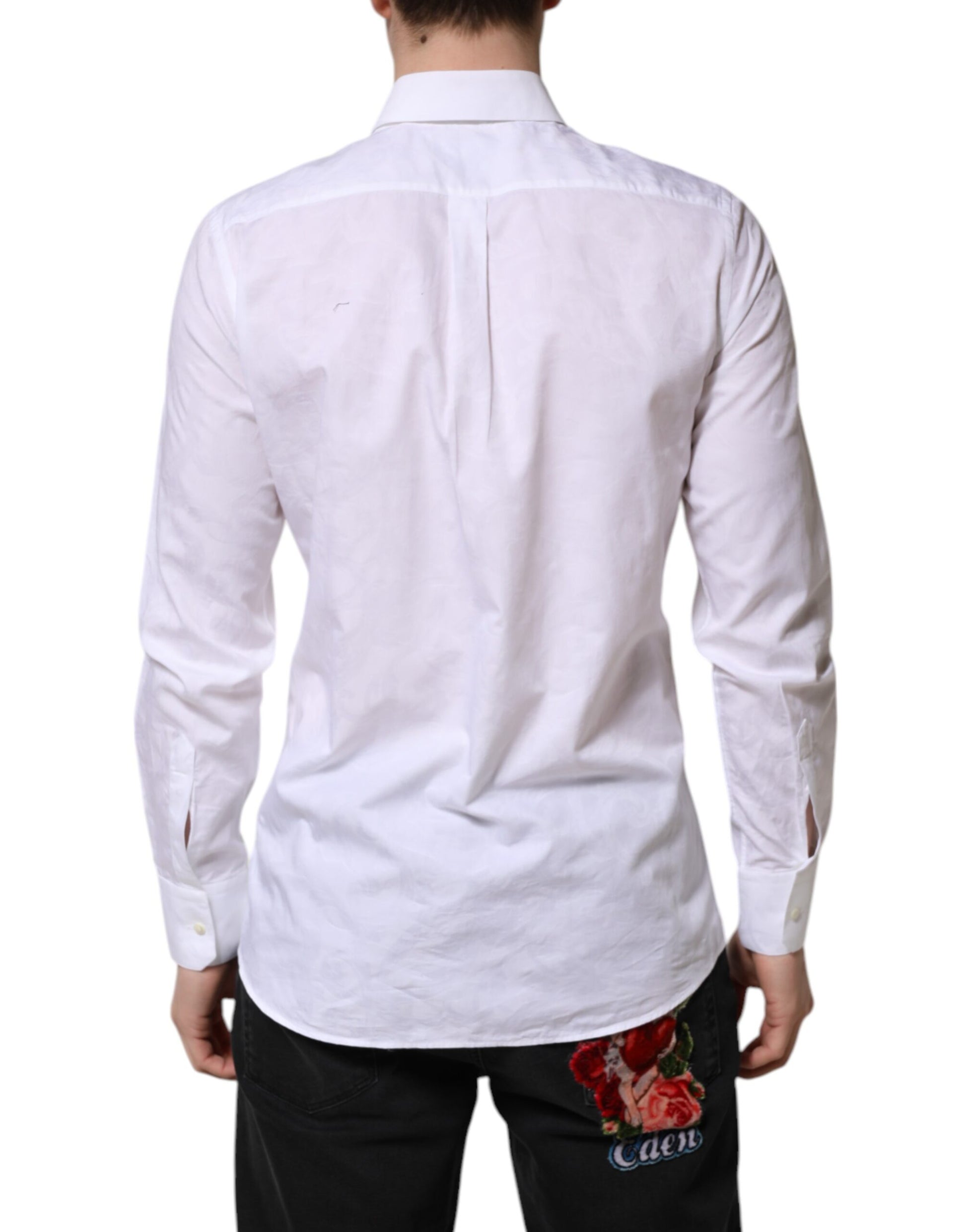 Chemise habillée Dolce & Gabbana Martini blanche en coton à manches longues