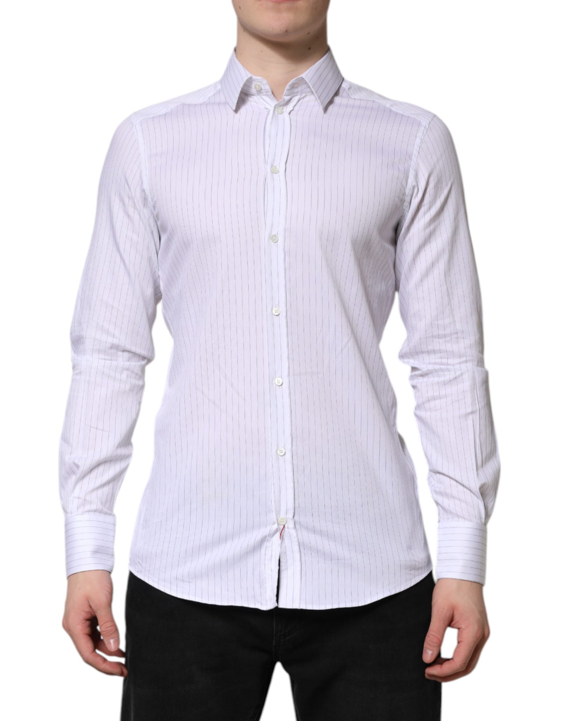 Chemise habillée Dolce & Gabbana en coton à rayures blanches, manches longues