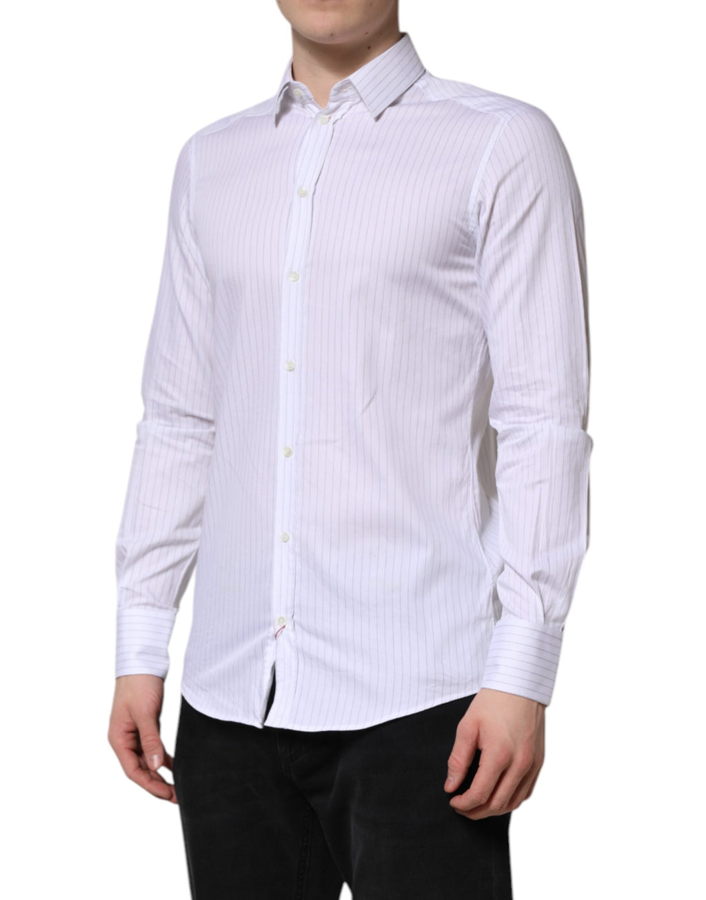 Chemise habillée Dolce & Gabbana en coton à rayures blanches, manches longues