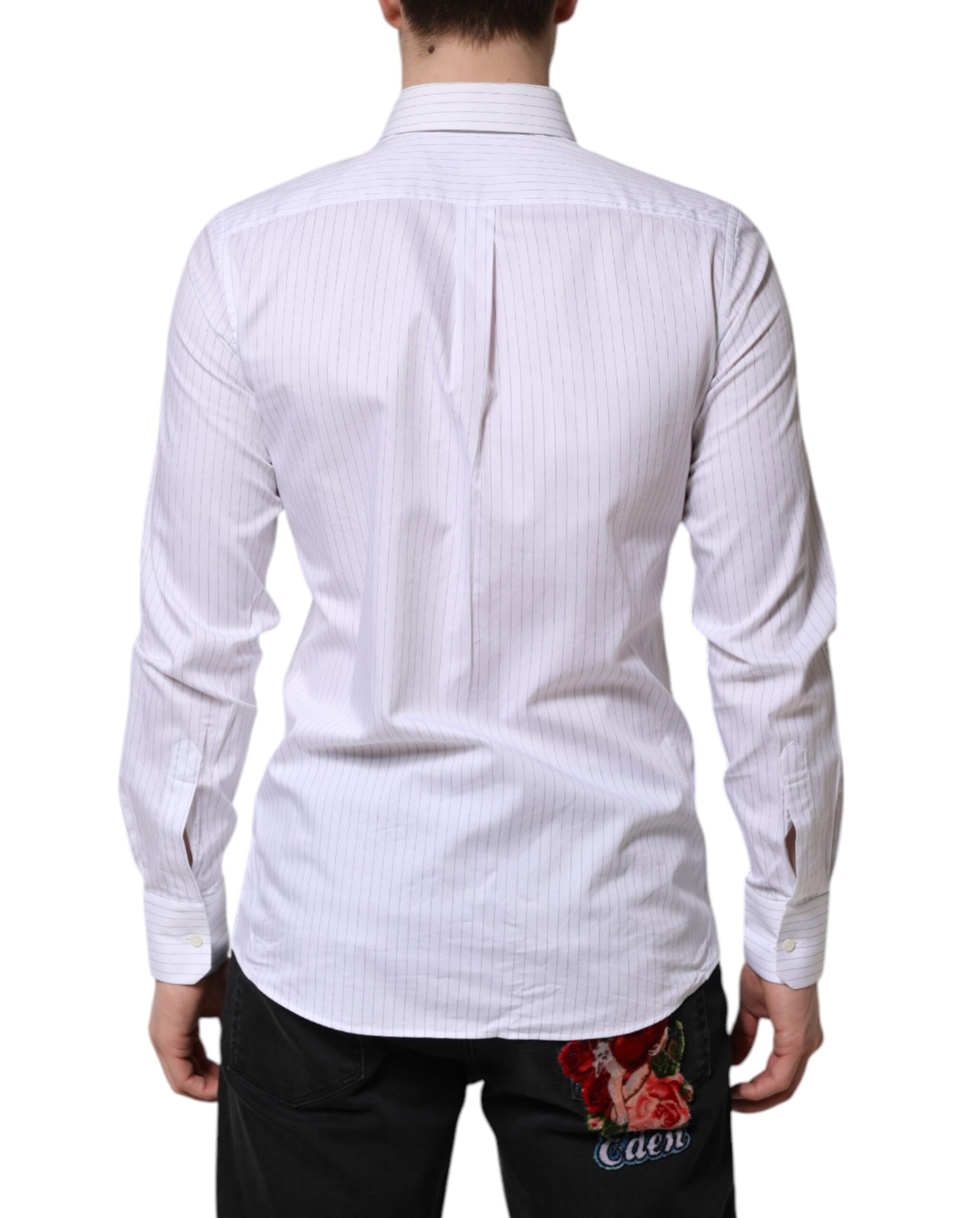 Chemise habillée Dolce & Gabbana en coton à rayures blanches, manches longues
