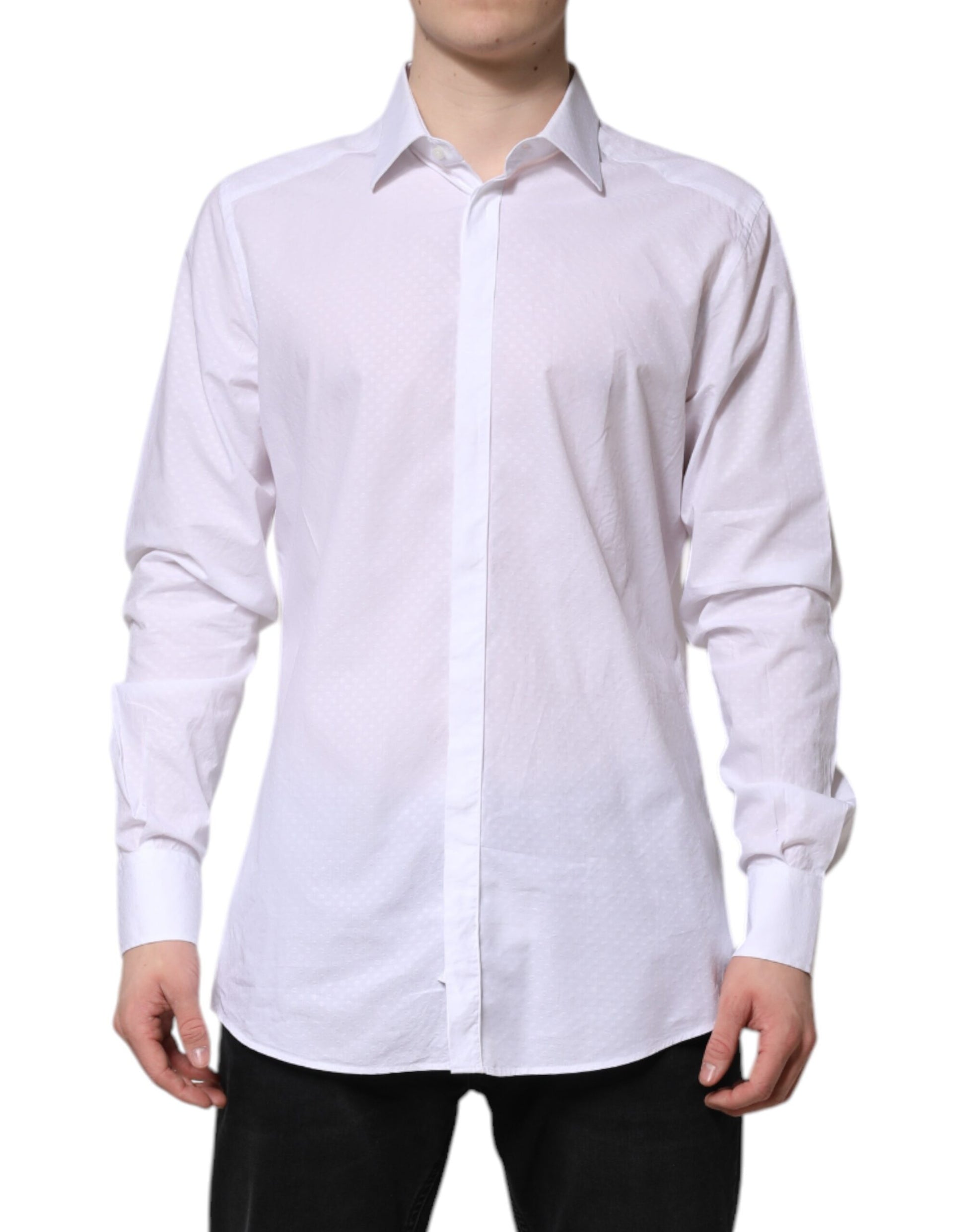 Chemise habillée Dolce & Gabbana GOLD blanche en coton à manches longues
