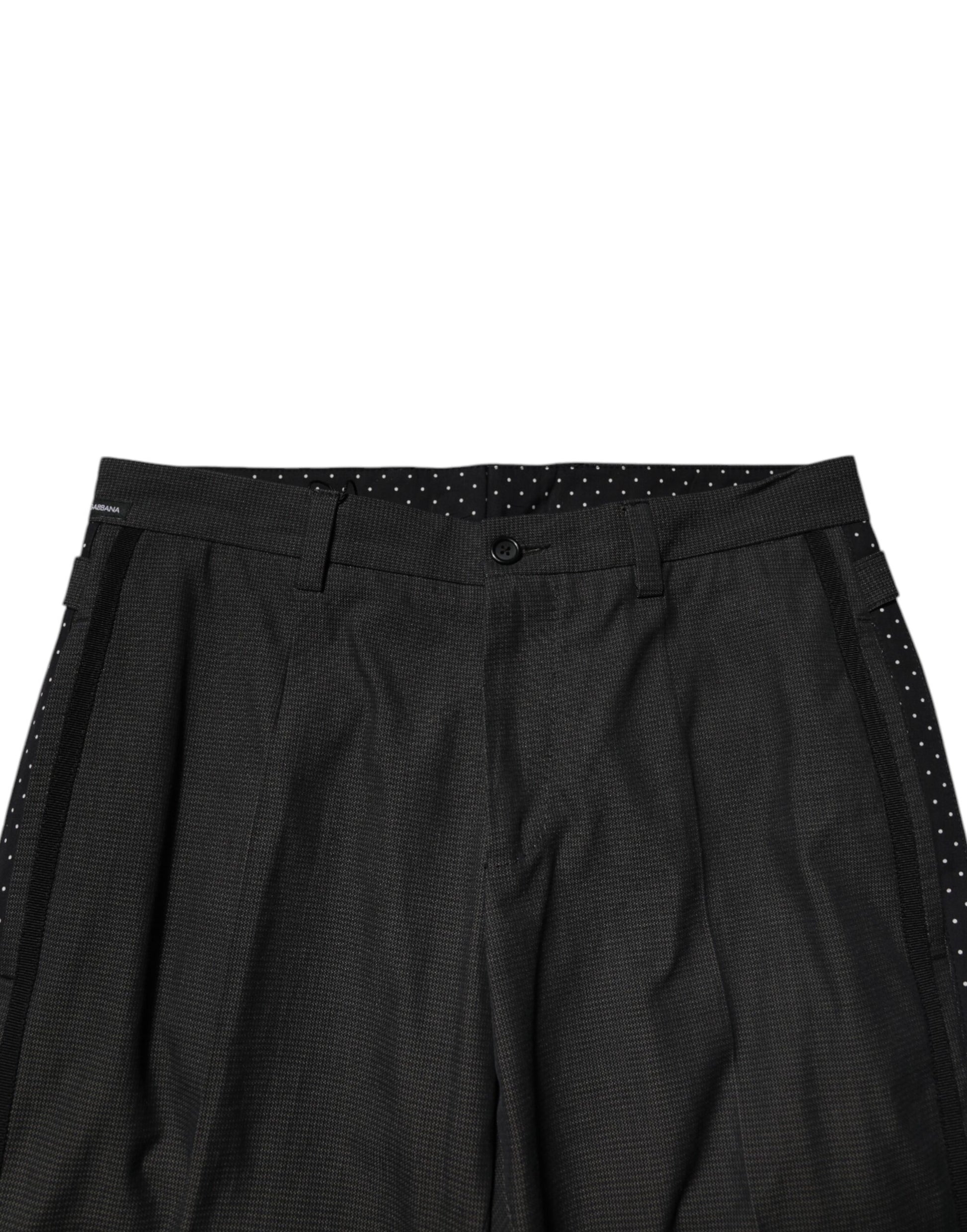 Dolce & Gabbana Gray Cotton Patterned Formal Pants