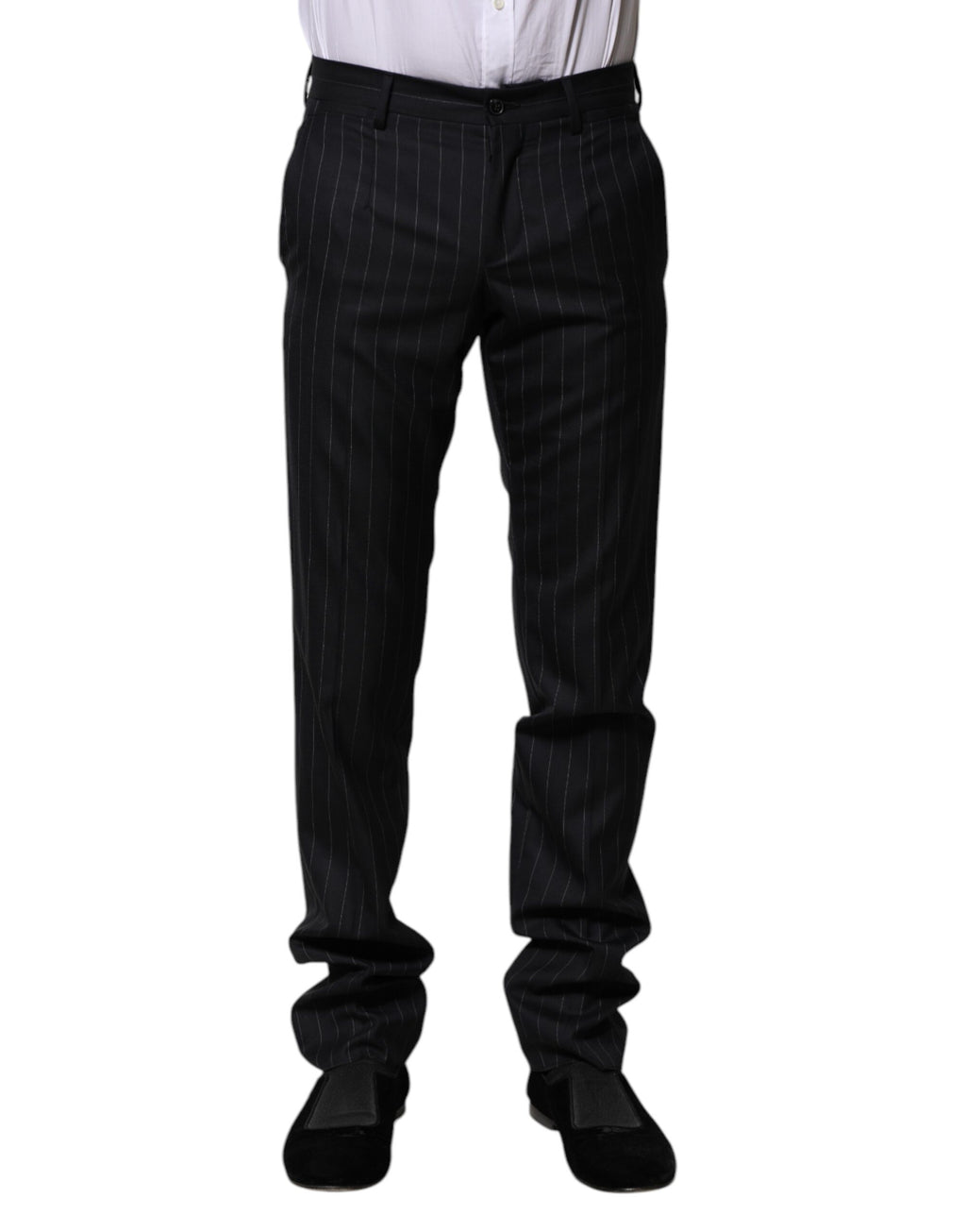 Pantalon de cérémonie à rayures en laine noire Dolce & Gabbana