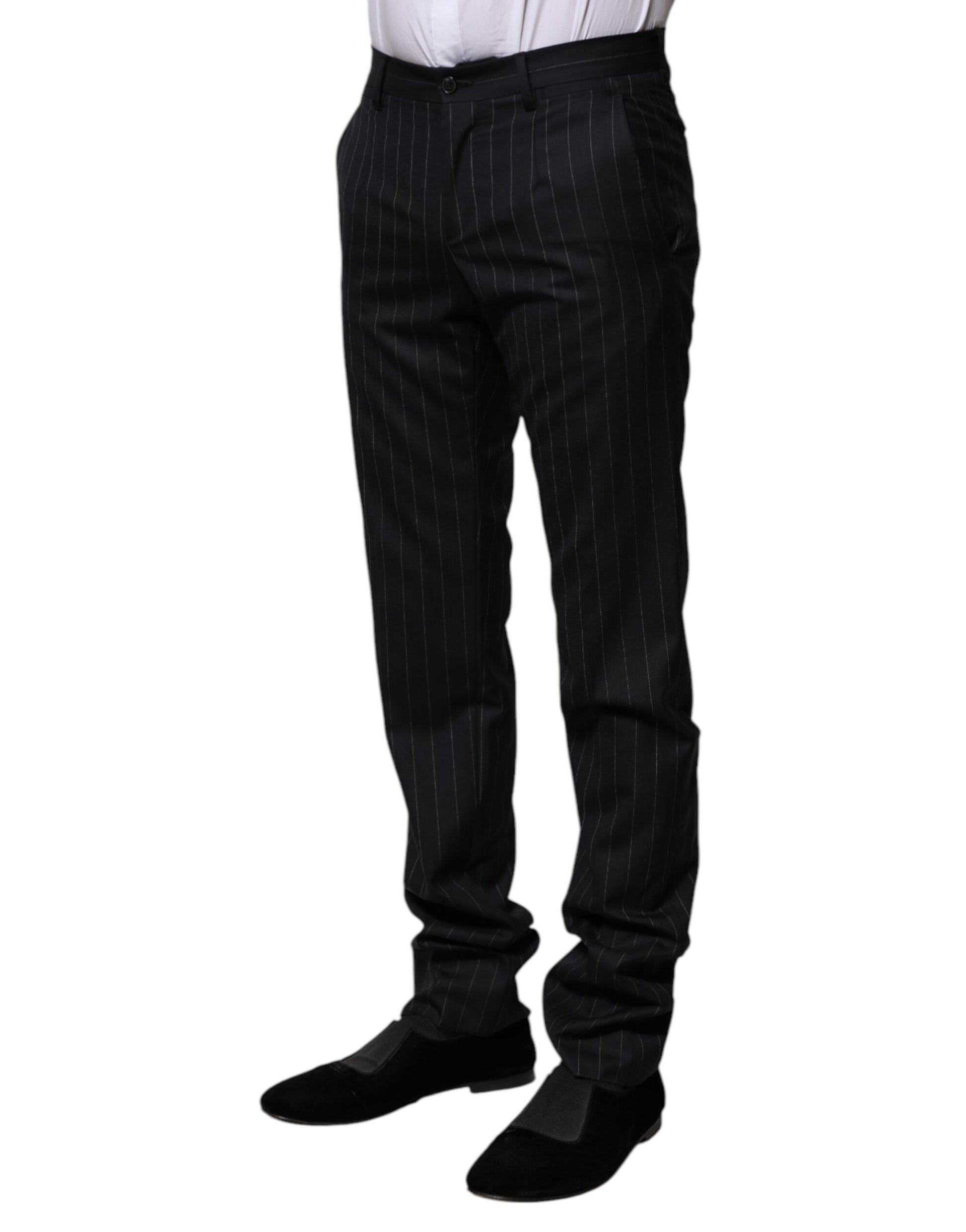 Pantalon de cérémonie à rayures en laine noire Dolce & Gabbana