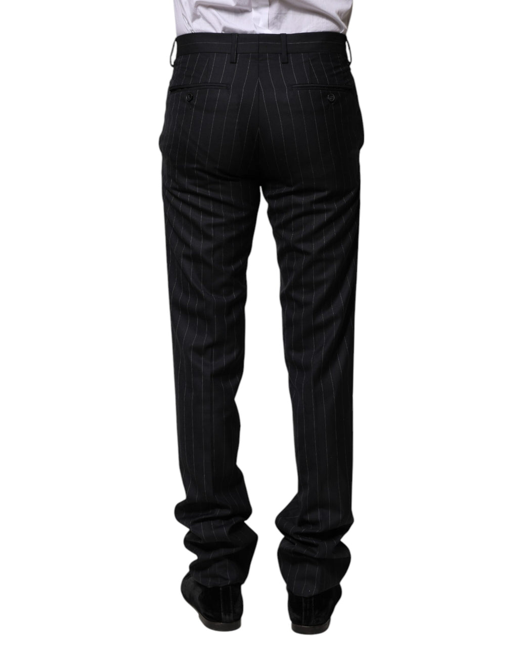 Pantalon de cérémonie à rayures en laine noire Dolce & Gabbana