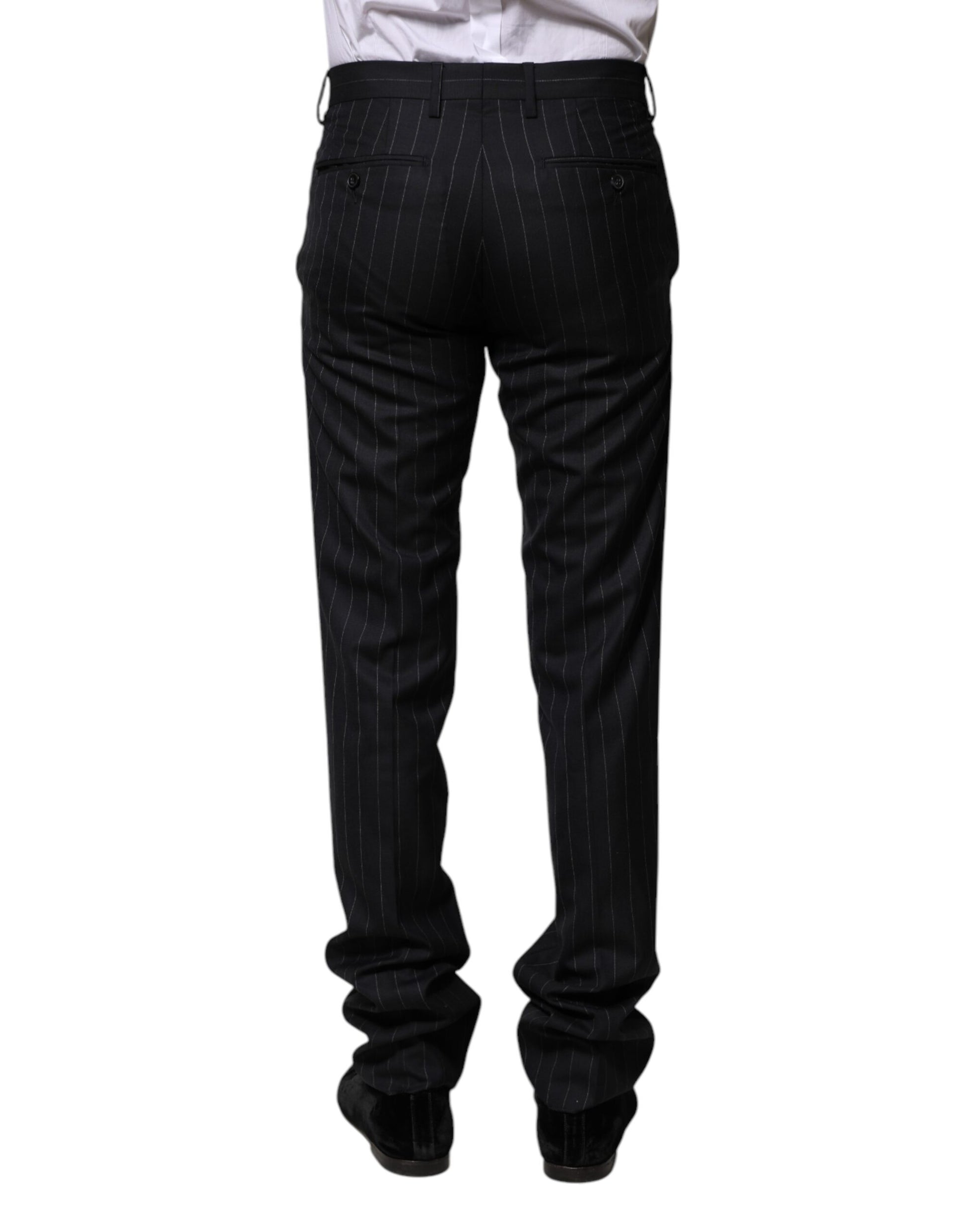 Pantalon de cérémonie à rayures en laine noire Dolce & Gabbana