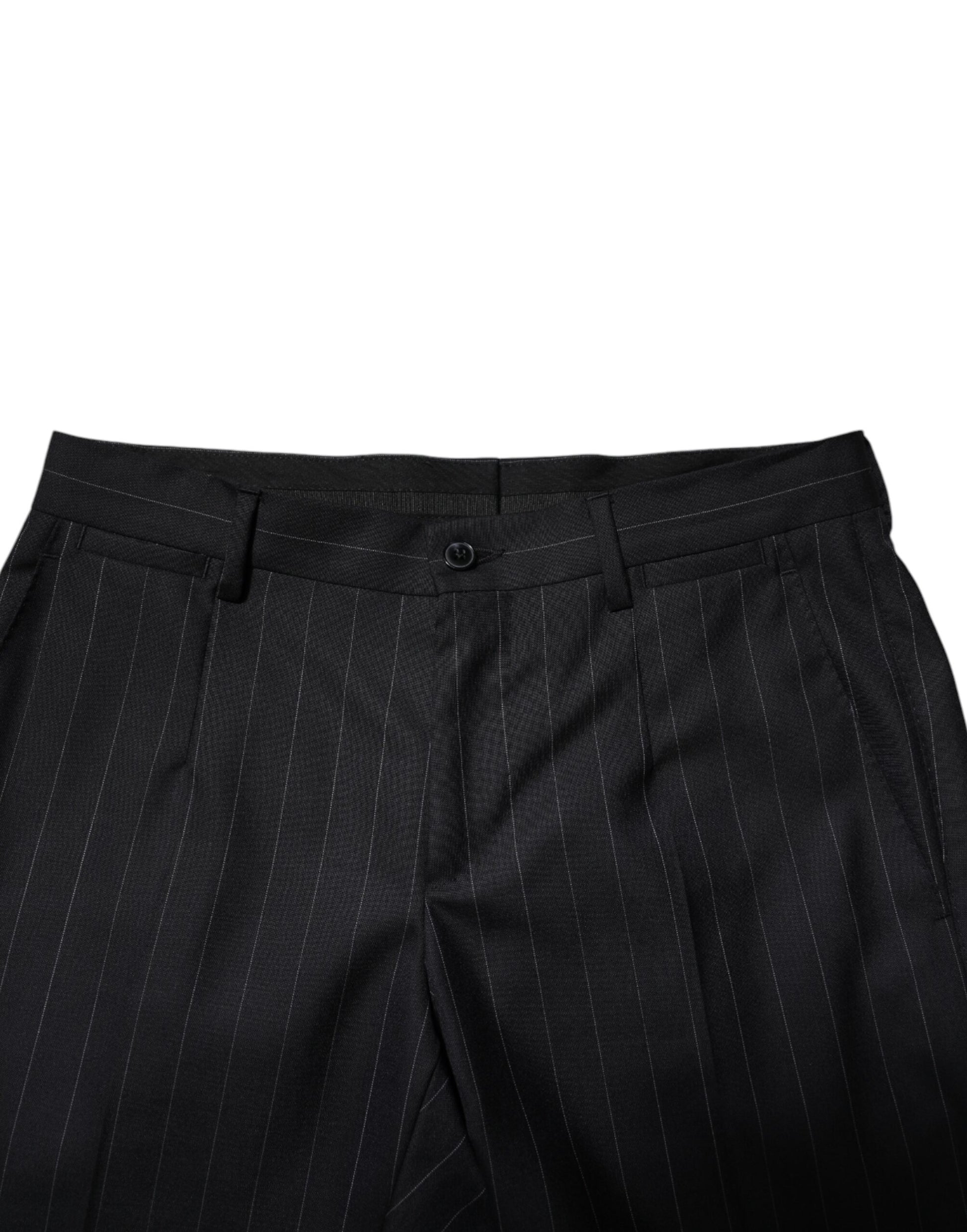 Pantalon de cérémonie à rayures en laine noire Dolce & Gabbana