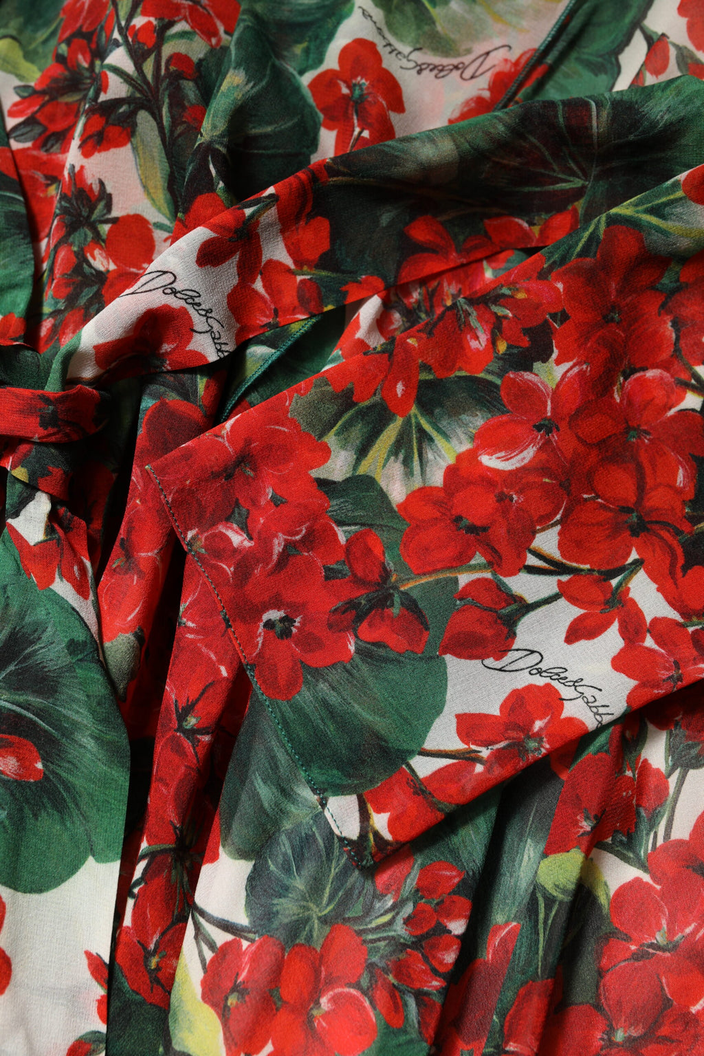Robe longue Dolce & Gabbana à manches longues, col en V et imprimé floral multicolore