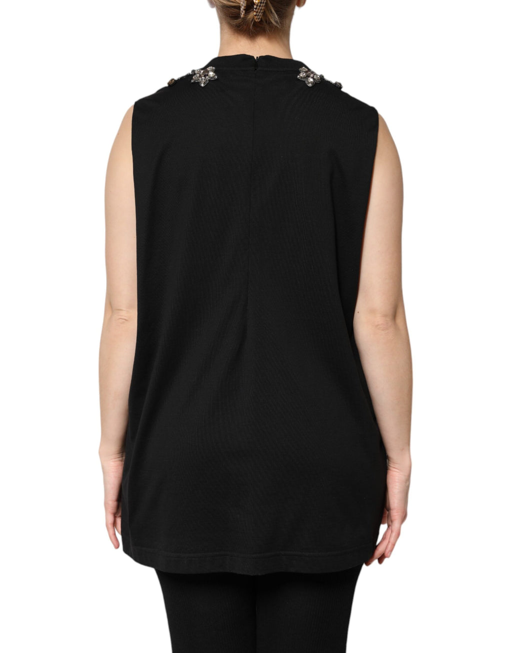Débardeur Dolce & Gabbana en coton noir orné de strass