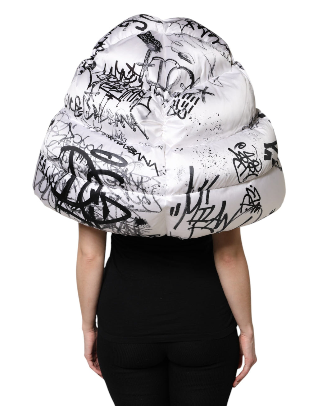 Dolce & Gabbana Chapeau matelassé à capuche imprimé en polyester blanc