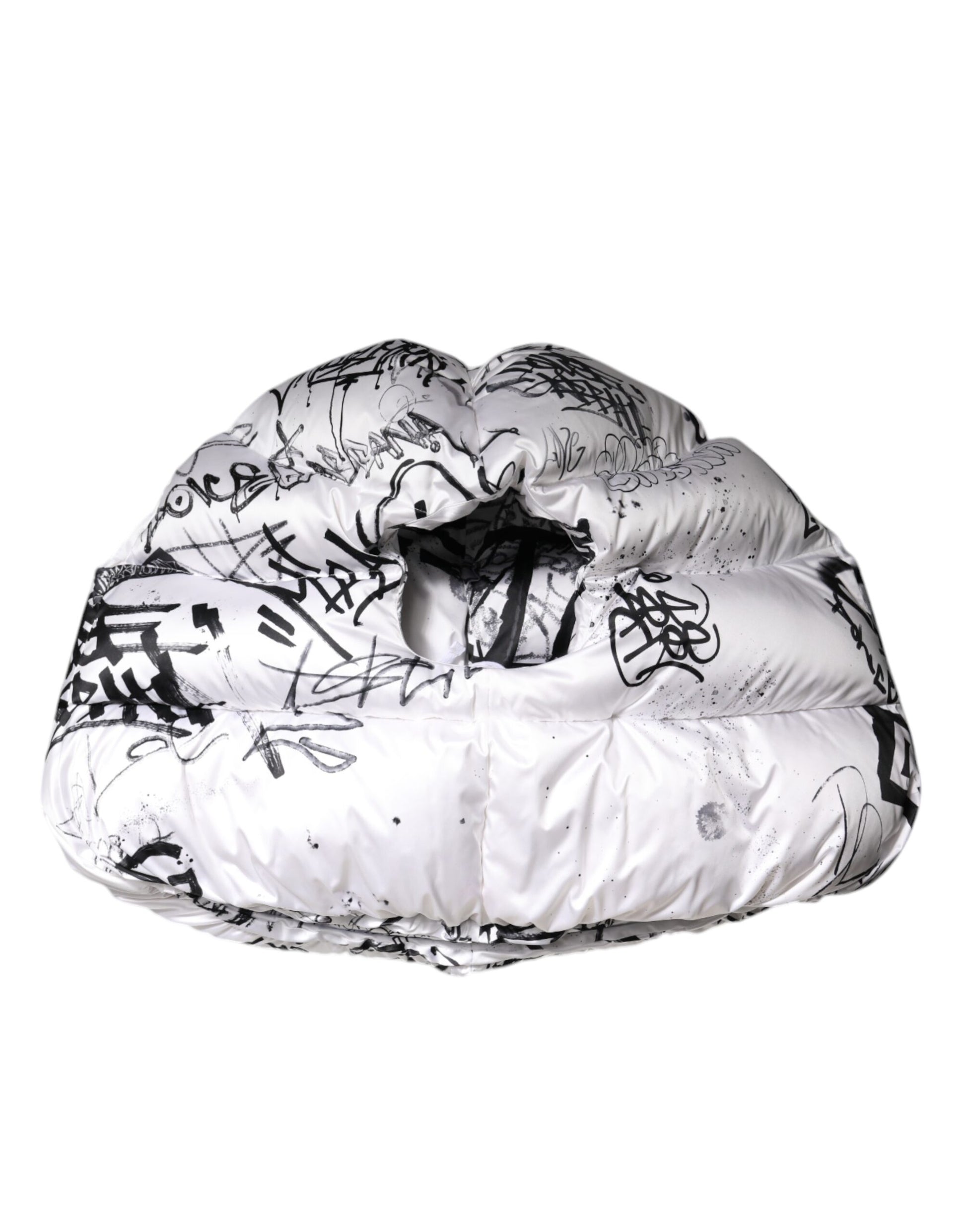 Dolce & Gabbana Chapeau matelassé à capuche imprimé en polyester blanc