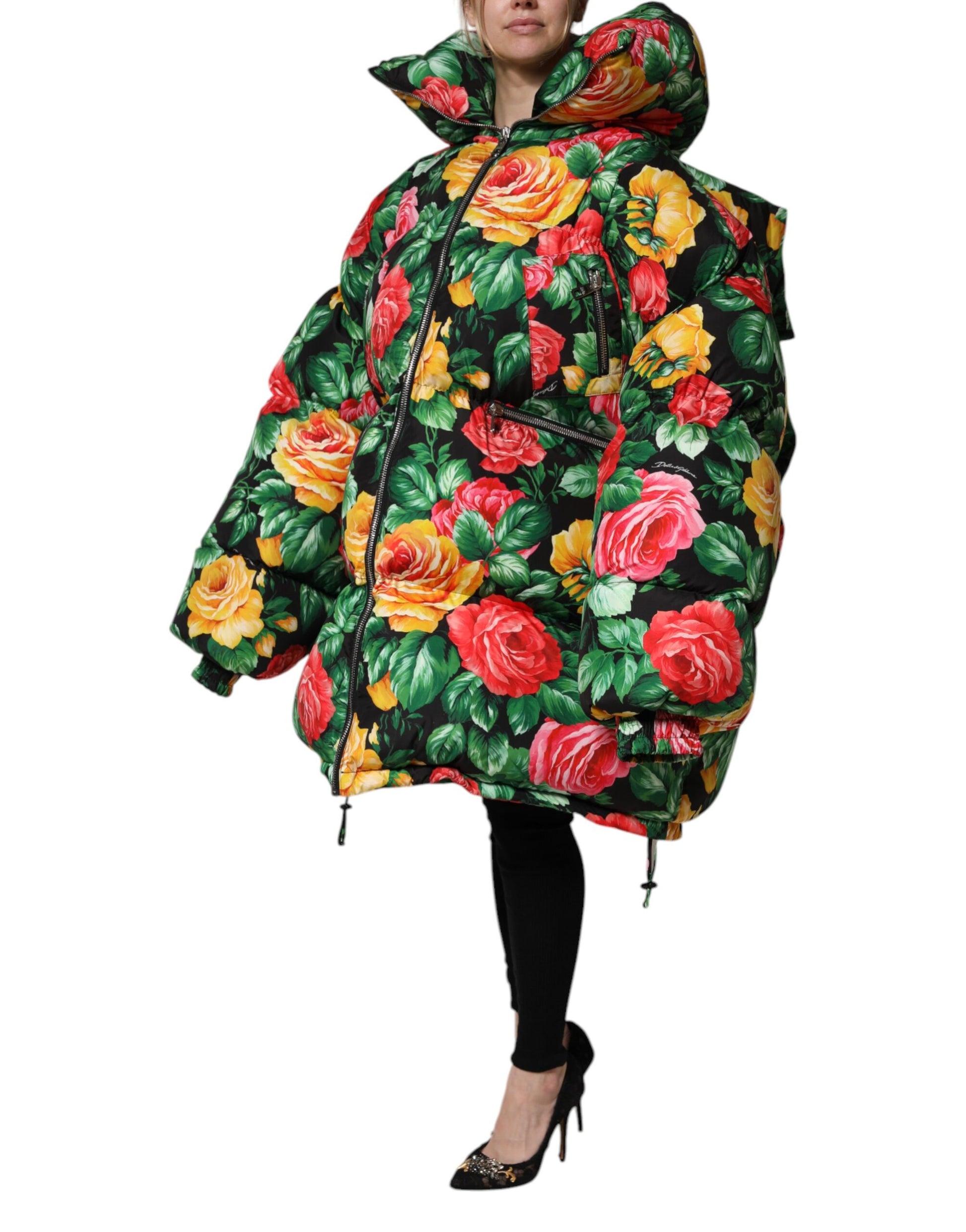 Doudoune à Capuche Florale Multicolore Dolce & Gabbana