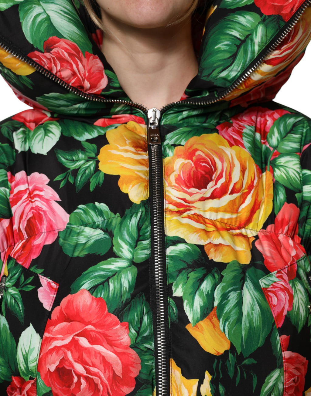 Doudoune à Capuche Florale Multicolore Dolce & Gabbana