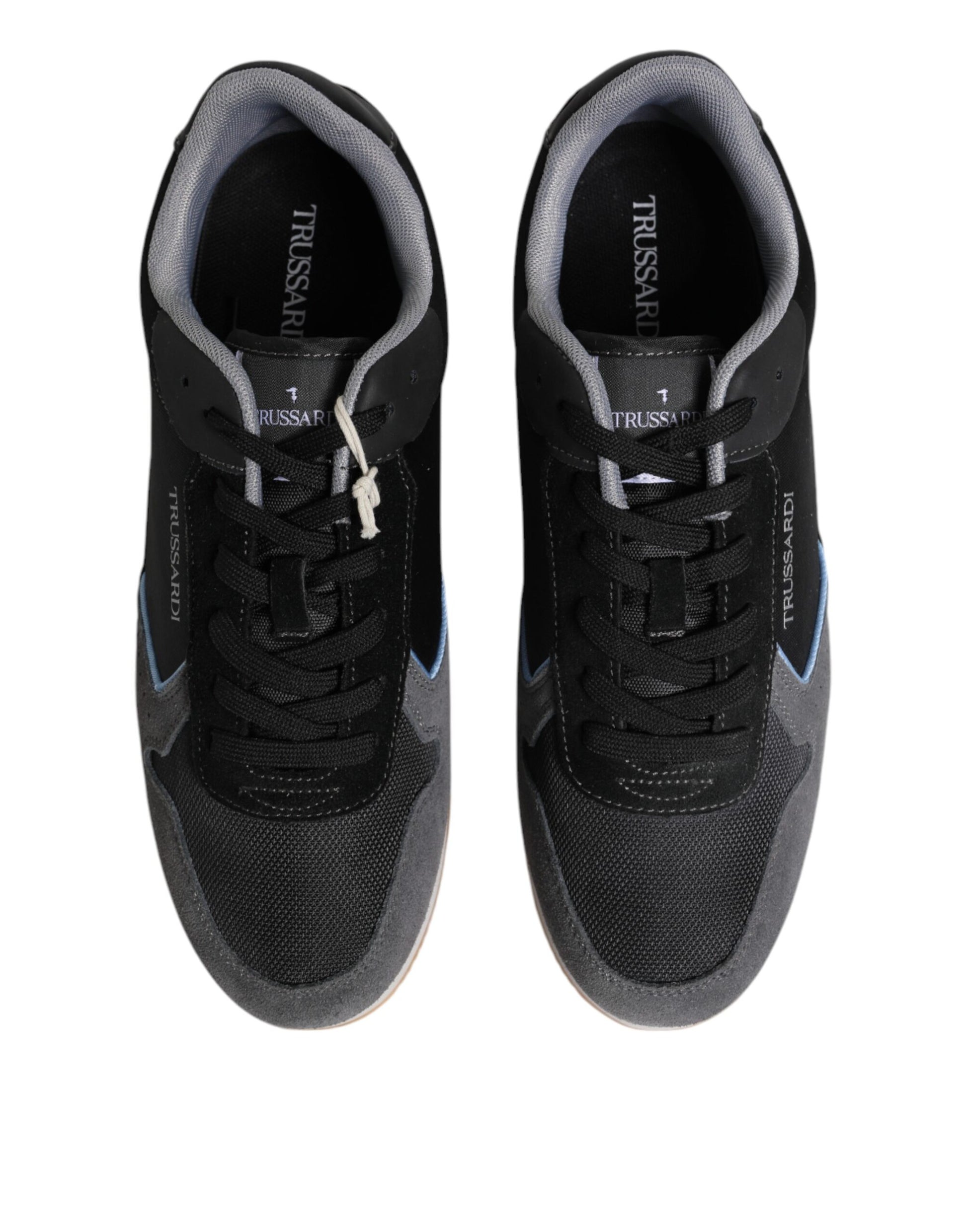 Trussardi – Schwarze, graue Schnürschuhe mit niedrigem Oberteil und Freizeitschuhen