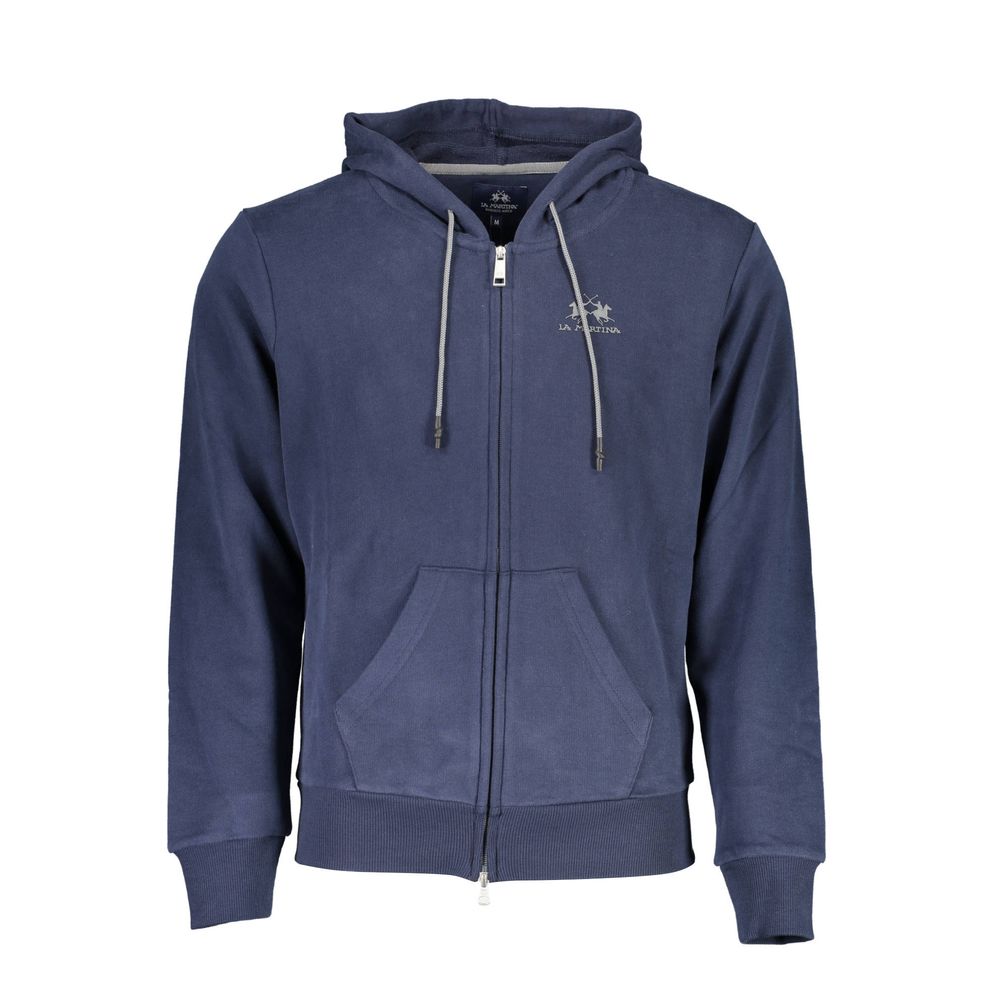 Sweat à capuche bleu en coton La Martina pour homme