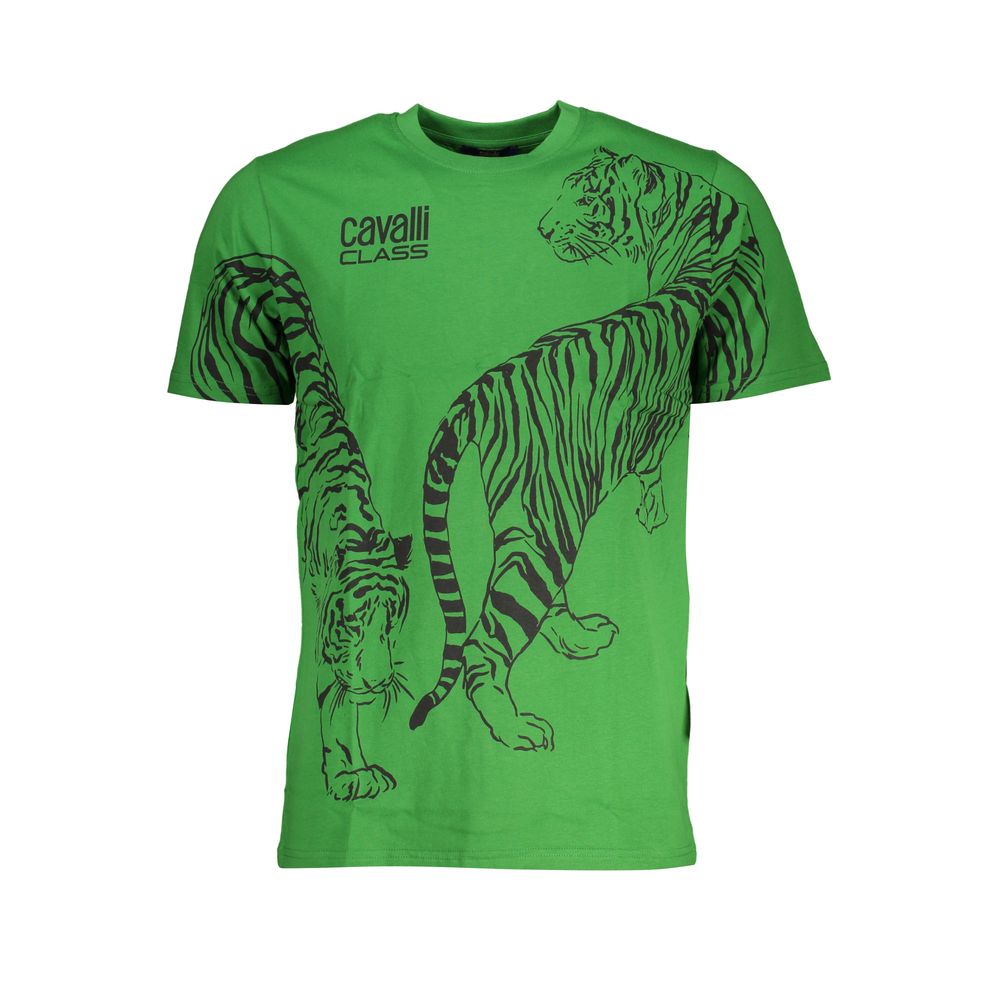 T-shirt homme en coton vert Cavalli Class