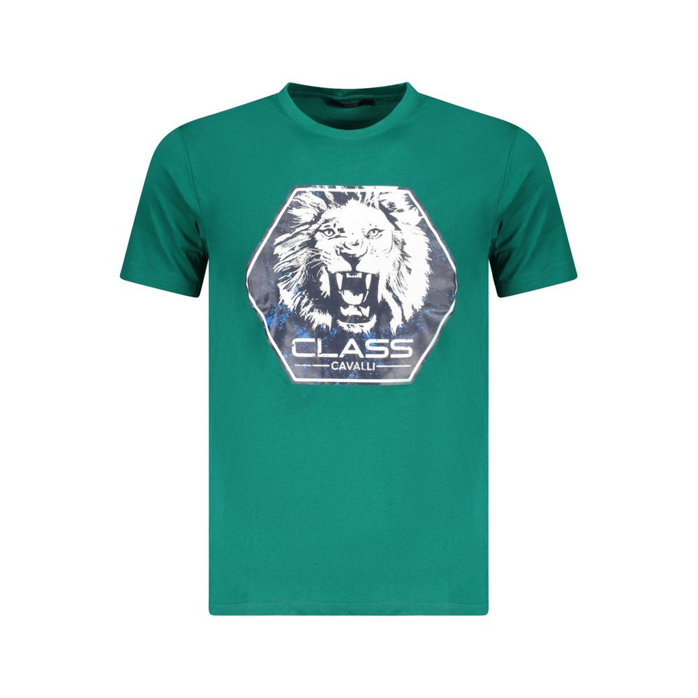 T-shirt homme en coton vert Cavalli Class