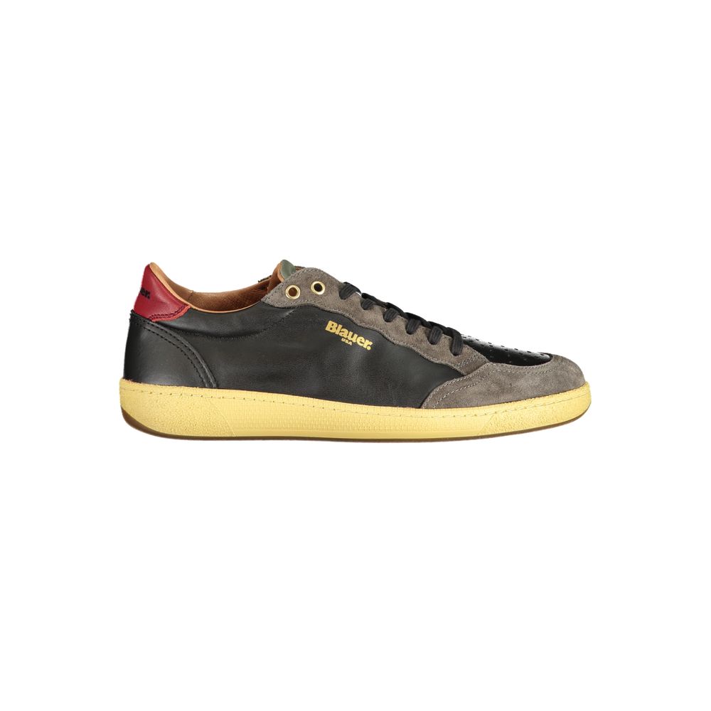 Blauer Herren-Sneaker aus schwarzem Leder
