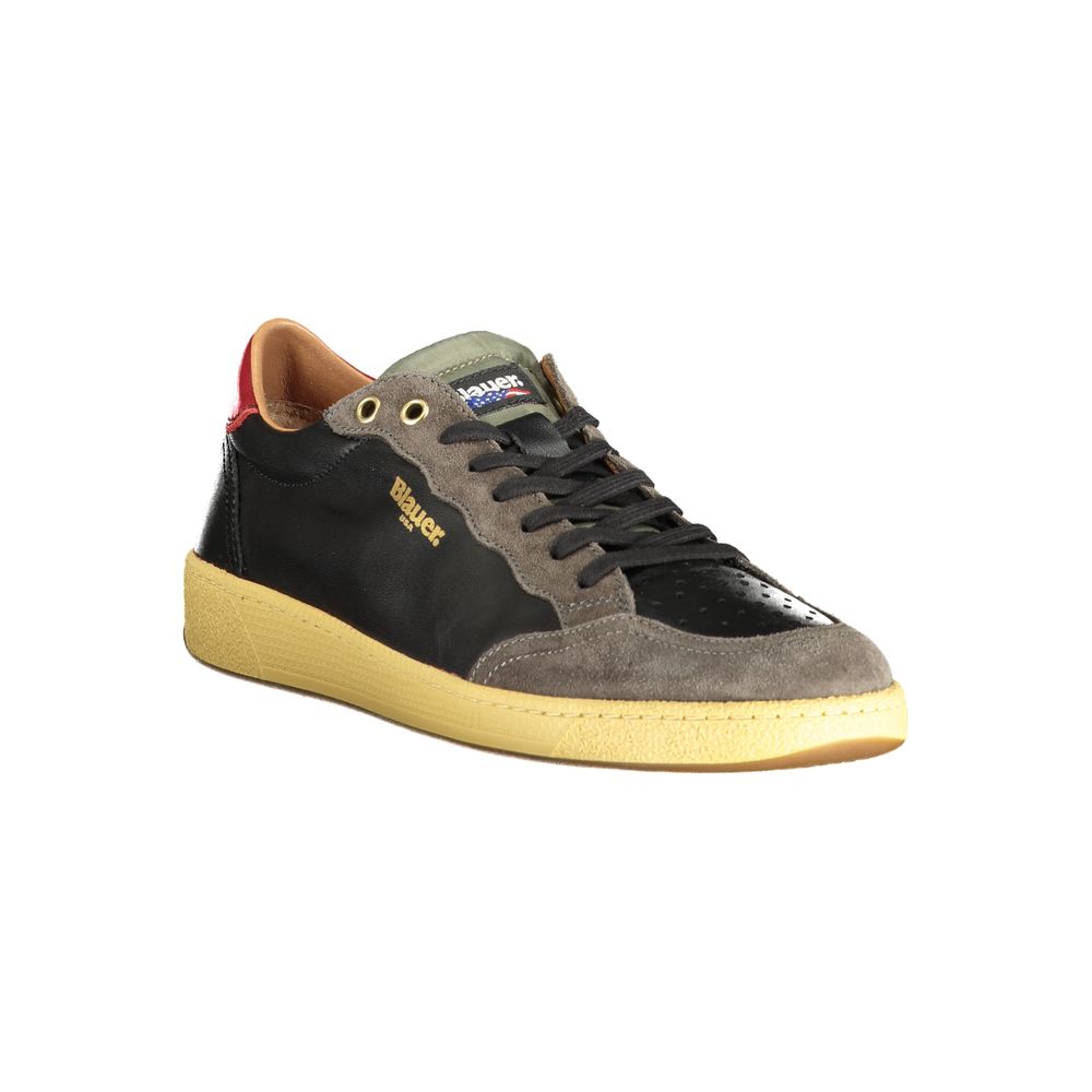 Blauer Herren-Sneaker aus schwarzem Leder