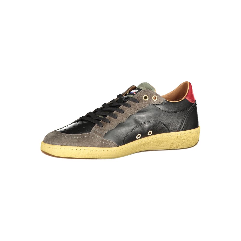 Blauer Herren-Sneaker aus schwarzem Leder