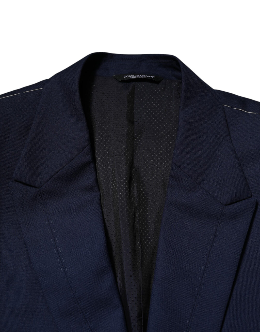 Veste de costume blazer Dolce & Gabbana en laine bleue à boutonnage simple