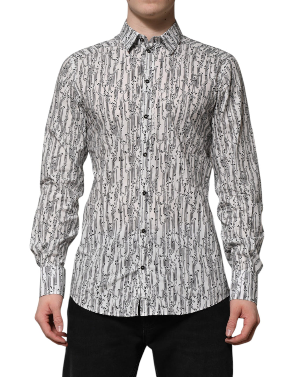 Chemise décontractée à manches longues à imprimé floral blanc Dolce & Gabbana