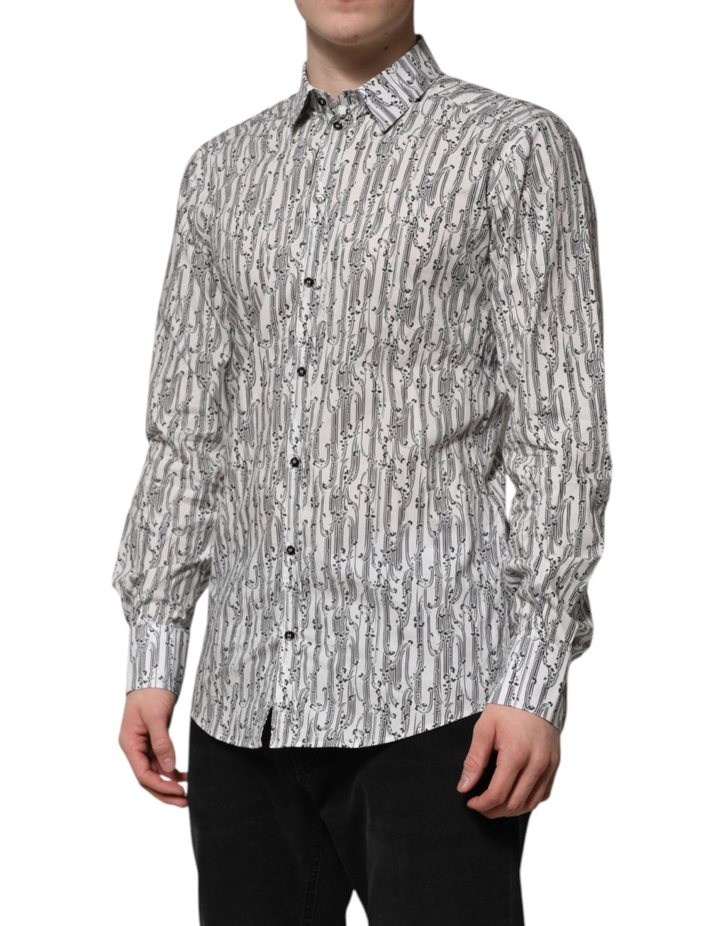 Chemise décontractée à manches longues à imprimé floral blanc Dolce & Gabbana