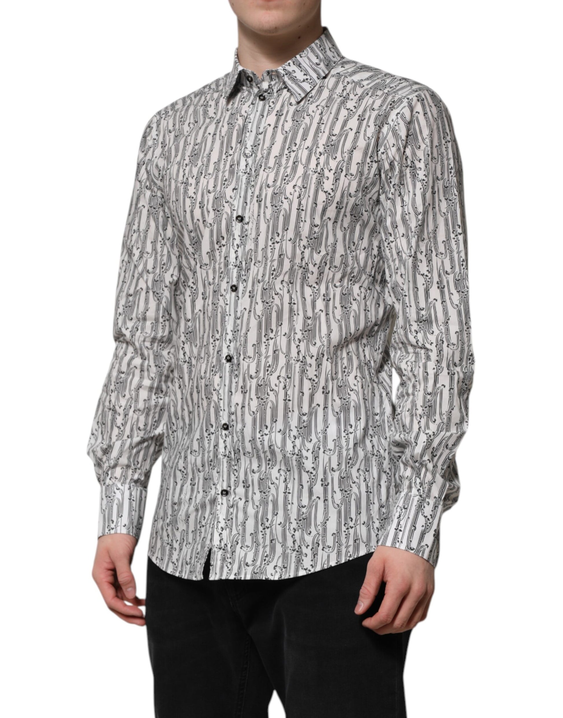 Chemise décontractée à manches longues à imprimé floral blanc Dolce & Gabbana