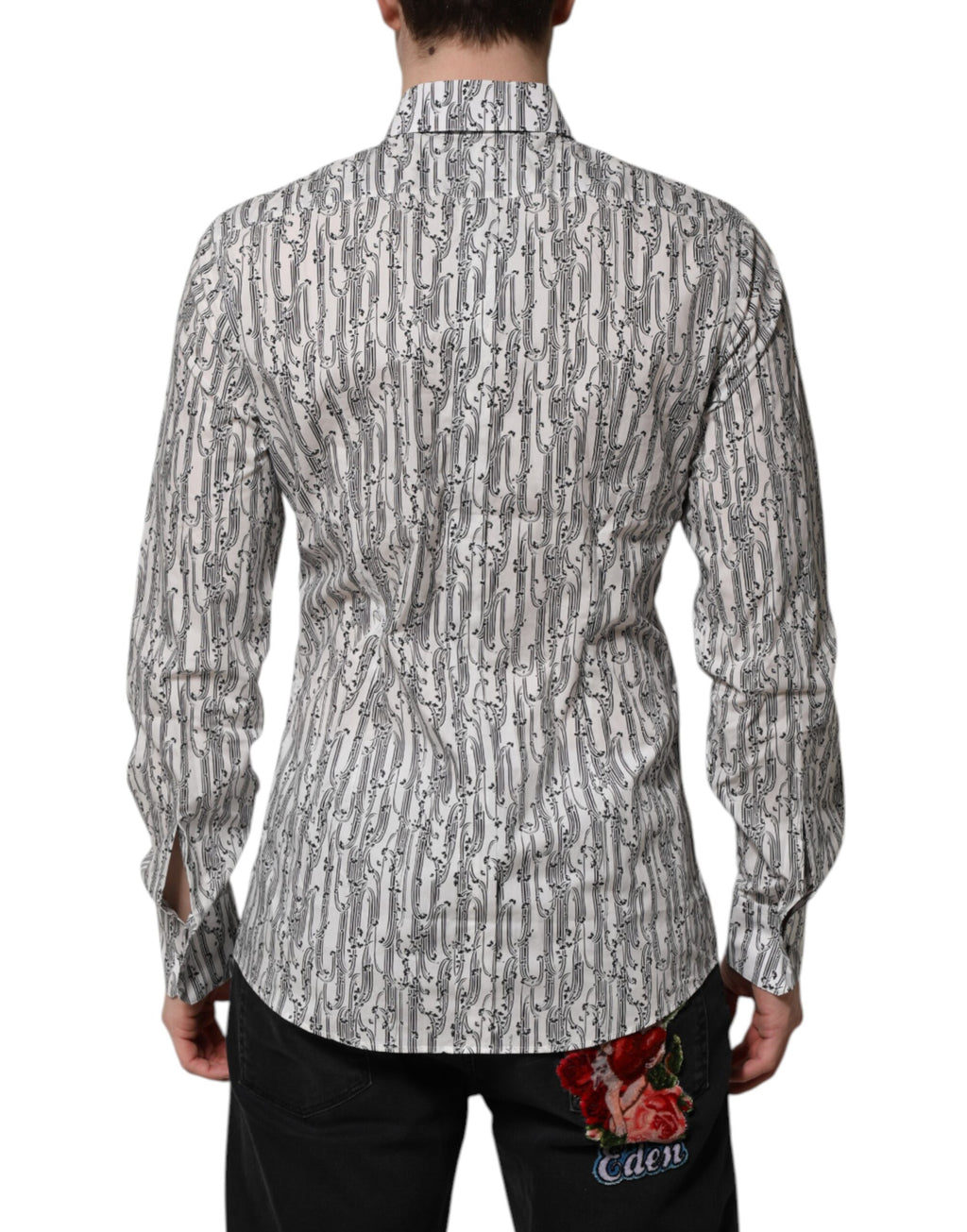 Chemise décontractée à manches longues à imprimé floral blanc Dolce & Gabbana