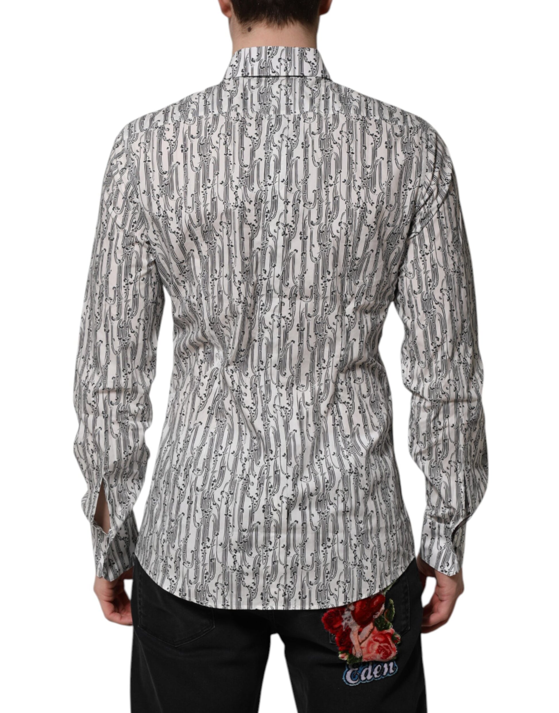 Chemise décontractée à manches longues à imprimé floral blanc Dolce & Gabbana