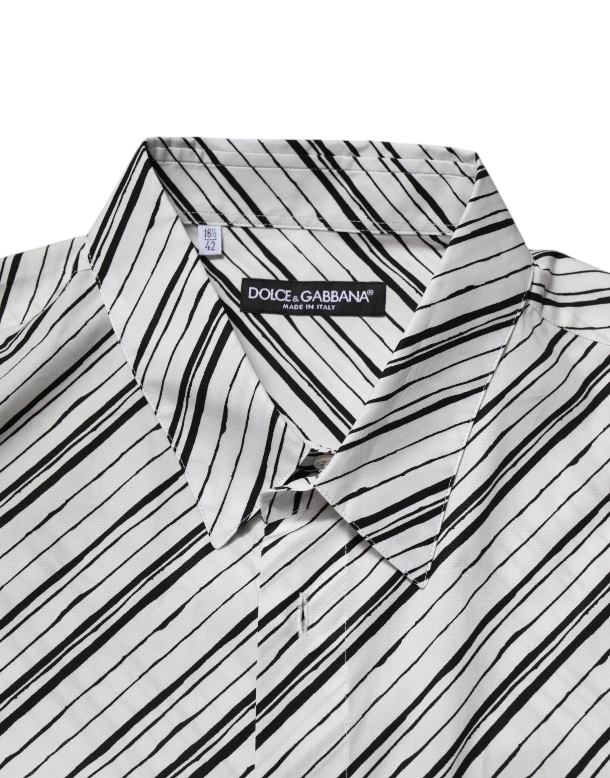 Dolce & Gabbana White Striped Long Sleeves Men Formal Shirt