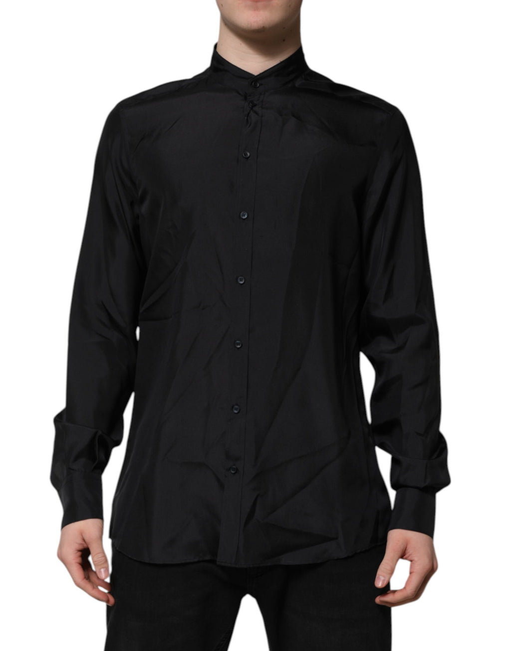 Chemise de soirée habillée pour homme Dolce & Gabbana MARTINI en soie bleu foncé