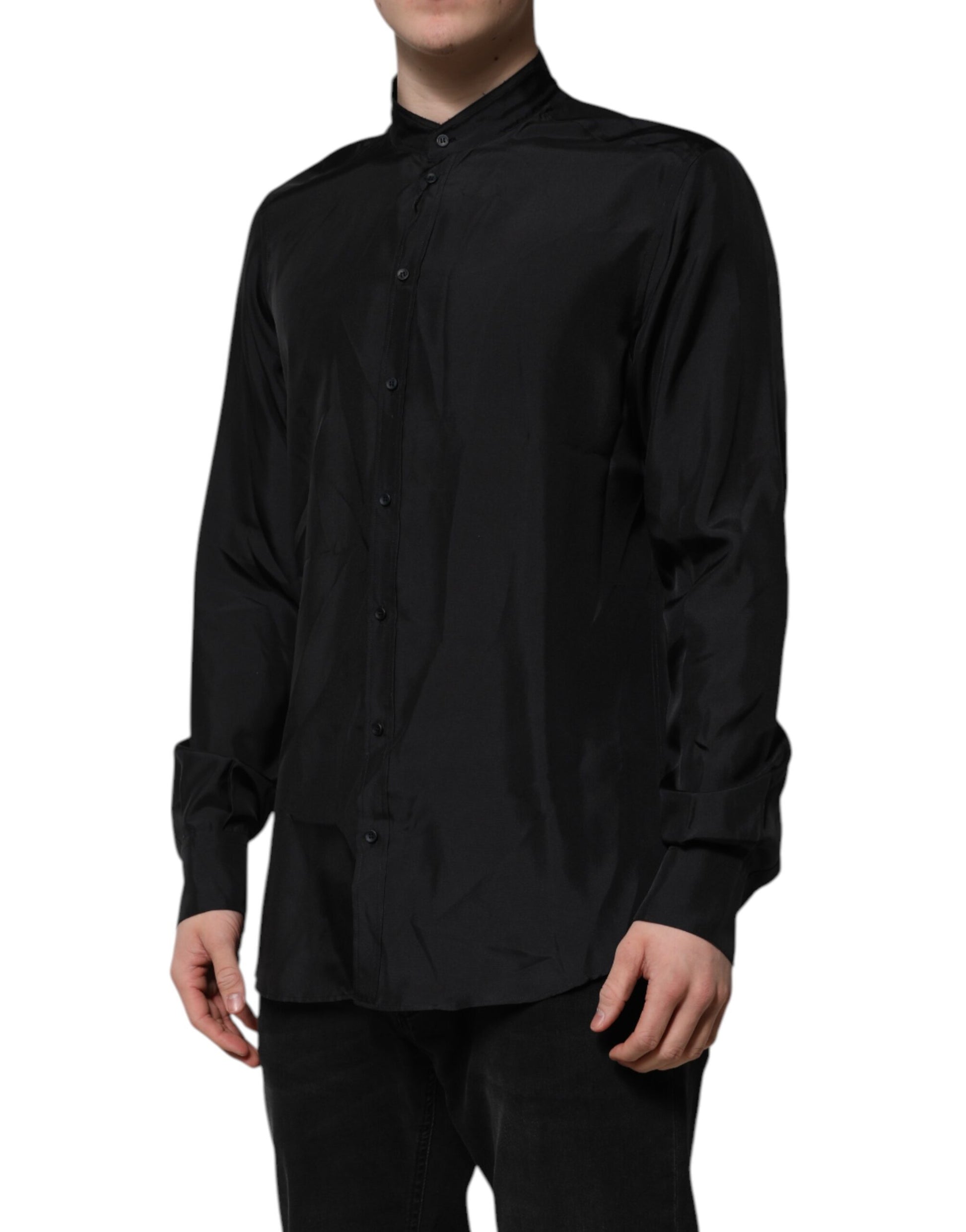 Chemise de soirée habillée pour homme Dolce & Gabbana MARTINI en soie bleu foncé