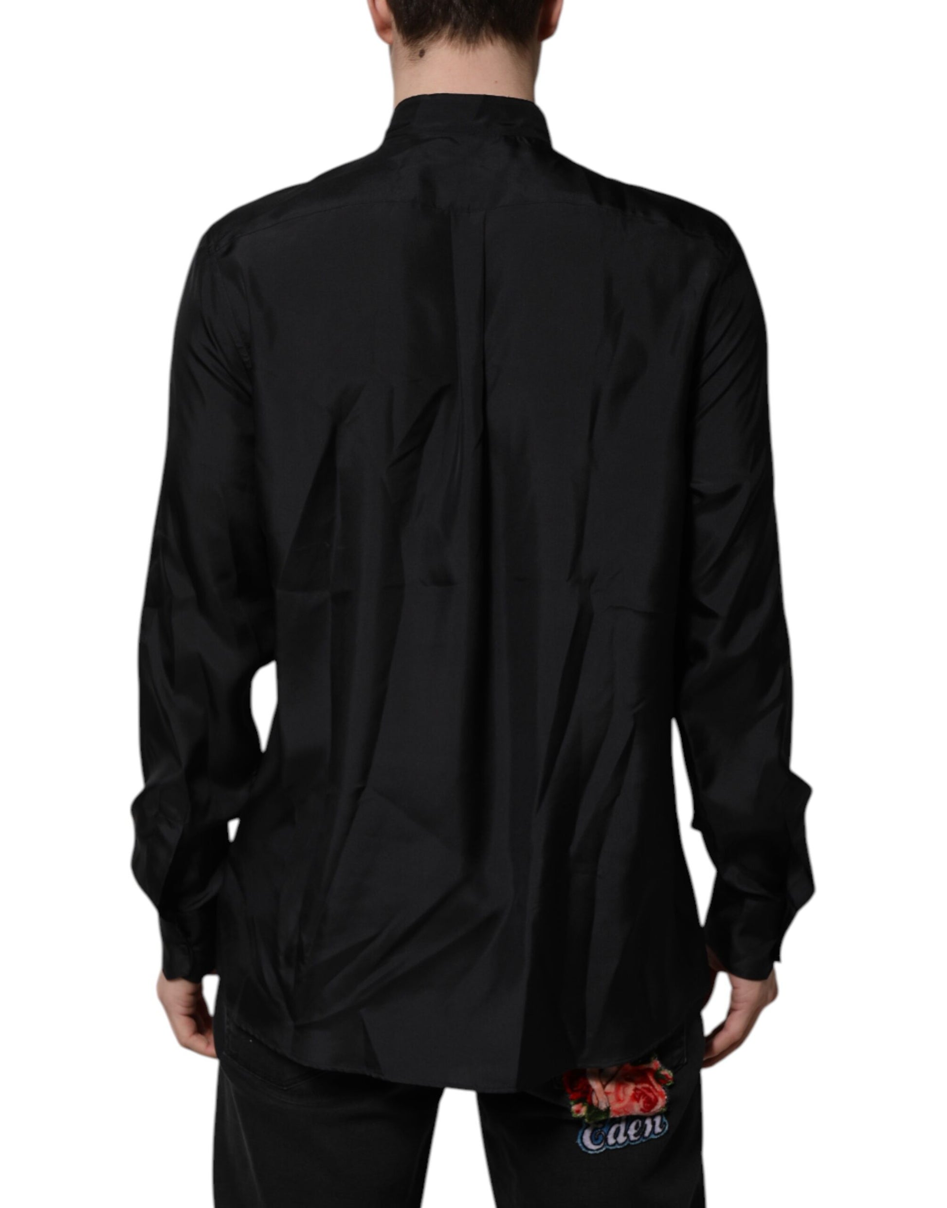 Chemise de soirée habillée pour homme Dolce & Gabbana MARTINI en soie bleu foncé