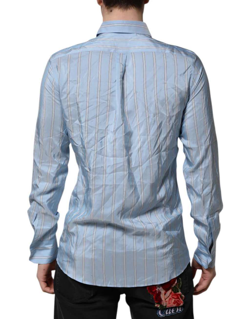 Chemise habillée Dolce & Gabbana MARTINI à manches longues rayée bleue