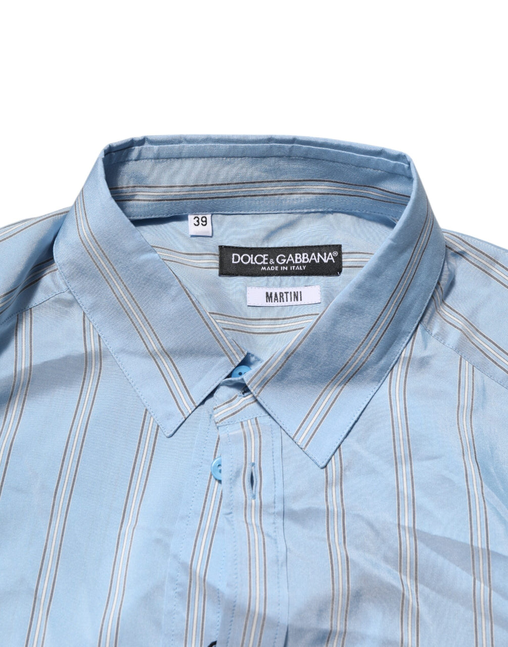 Chemise habillée Dolce & Gabbana MARTINI à manches longues rayée bleue