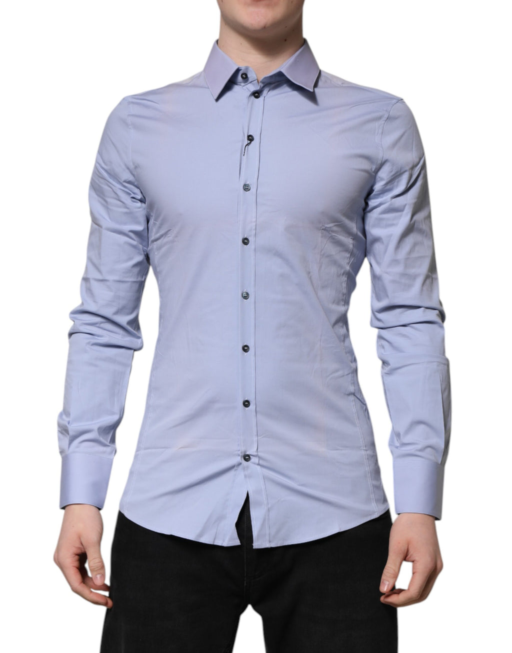 Chemise habillée Dolce & Gabbana en coton bleu SICILIA à manches longues