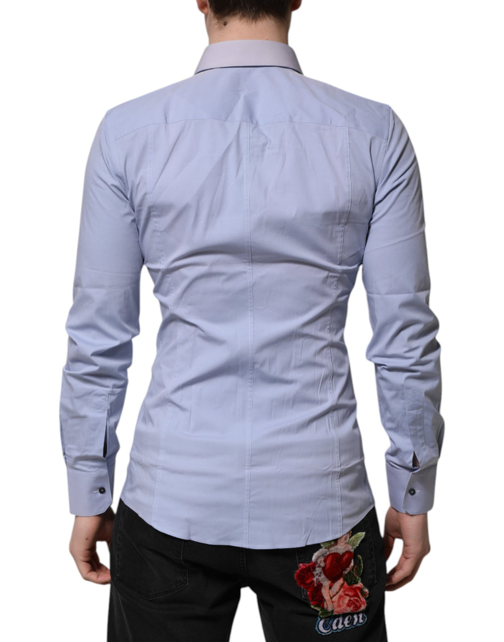 Chemise habillée Dolce & Gabbana en coton bleu SICILIA à manches longues