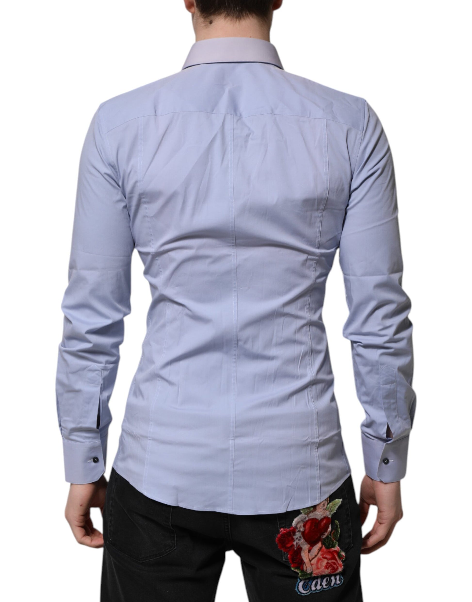Chemise habillée Dolce & Gabbana en coton bleu SICILIA à manches longues