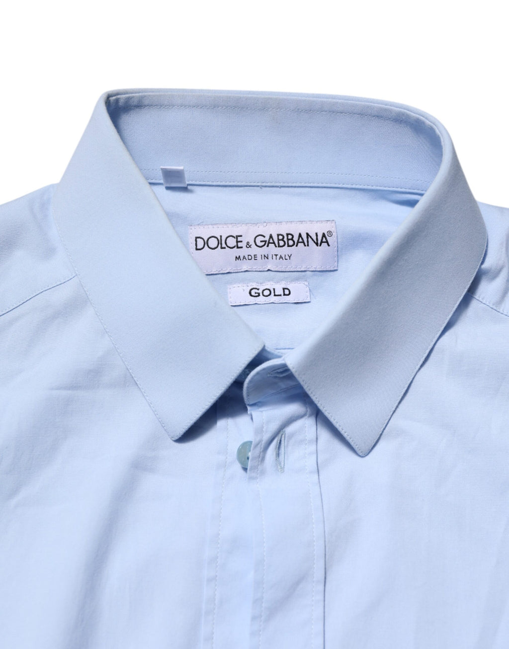 Chemise Dolce & Gabbana GOLD à manches longues en coton bleu ciel