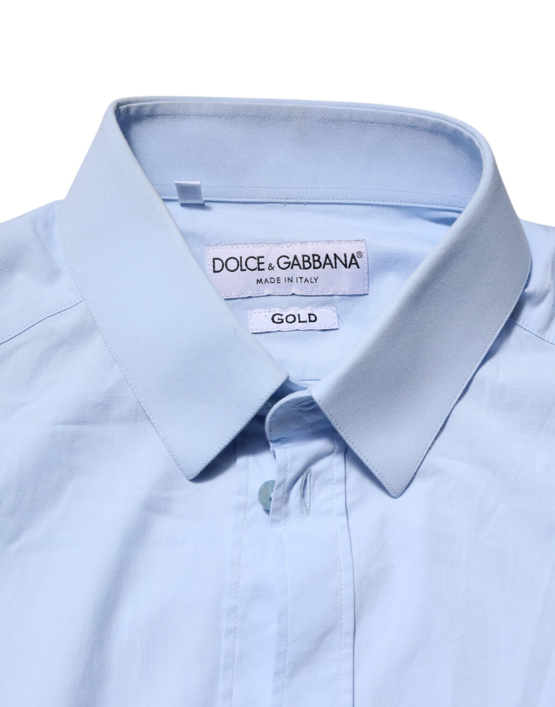 Chemise Dolce & Gabbana GOLD à manches longues en coton bleu ciel
