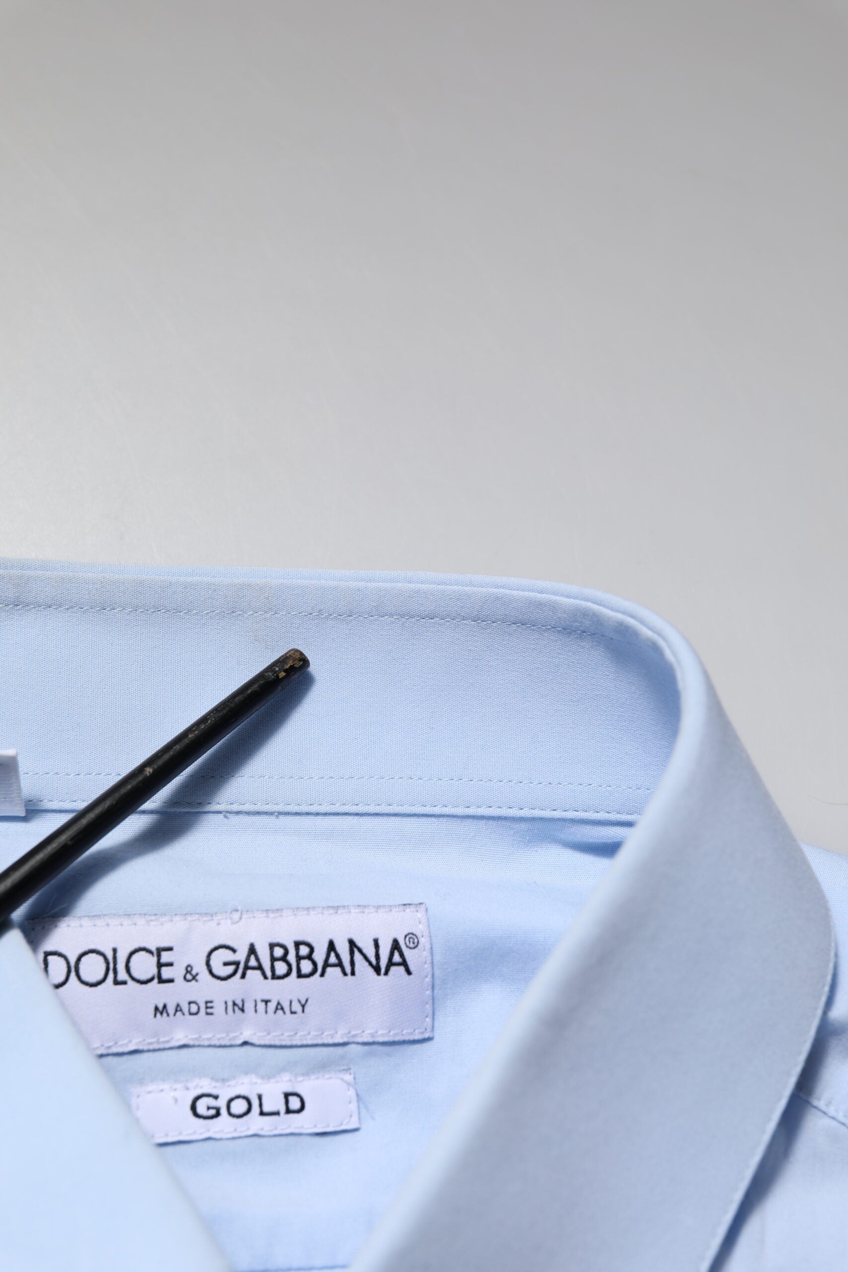 Chemise Dolce & Gabbana GOLD à manches longues en coton bleu ciel